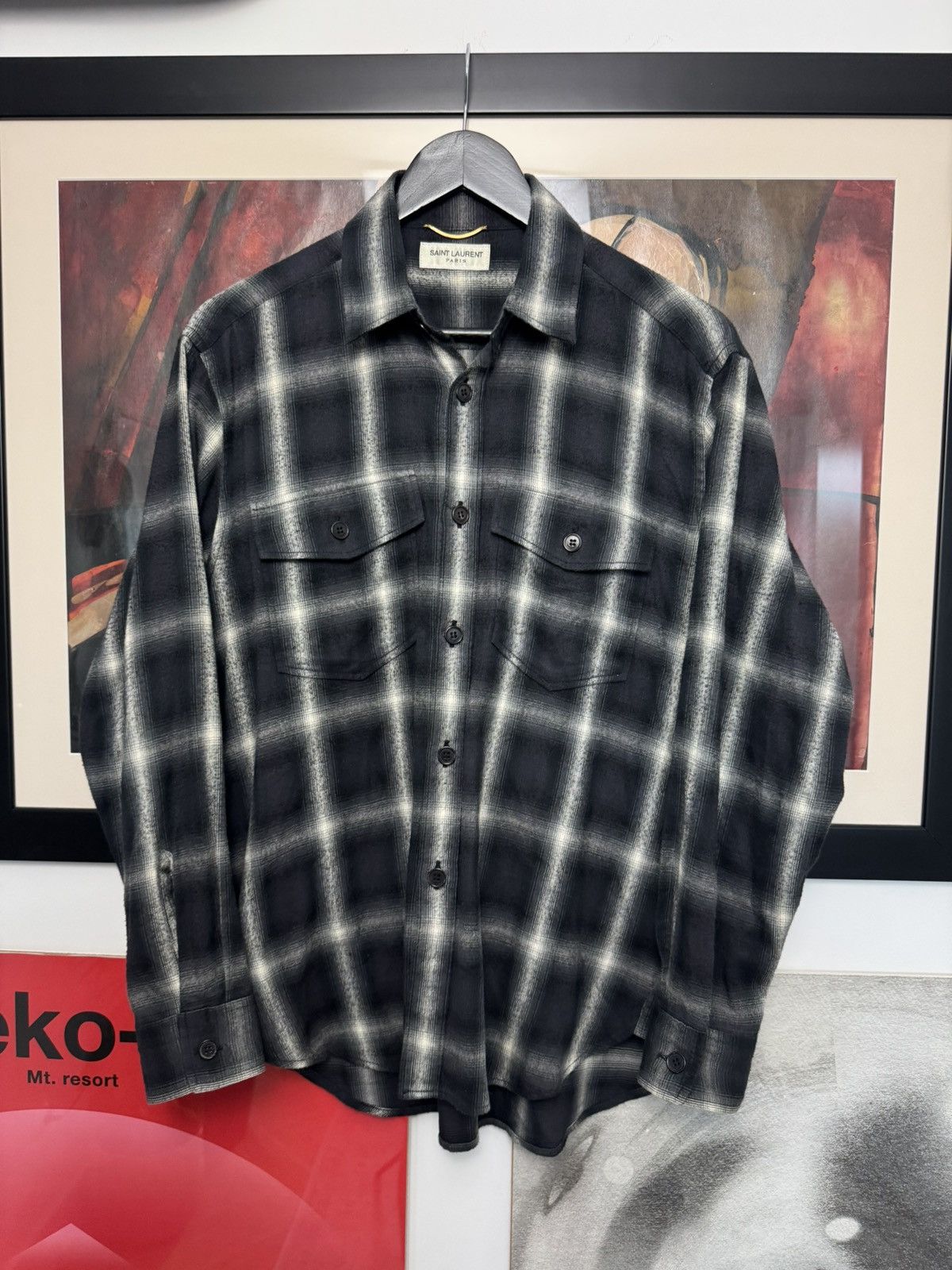 2015 Hedi Slimane Saint Laurent Paris Flannel Shirt Button