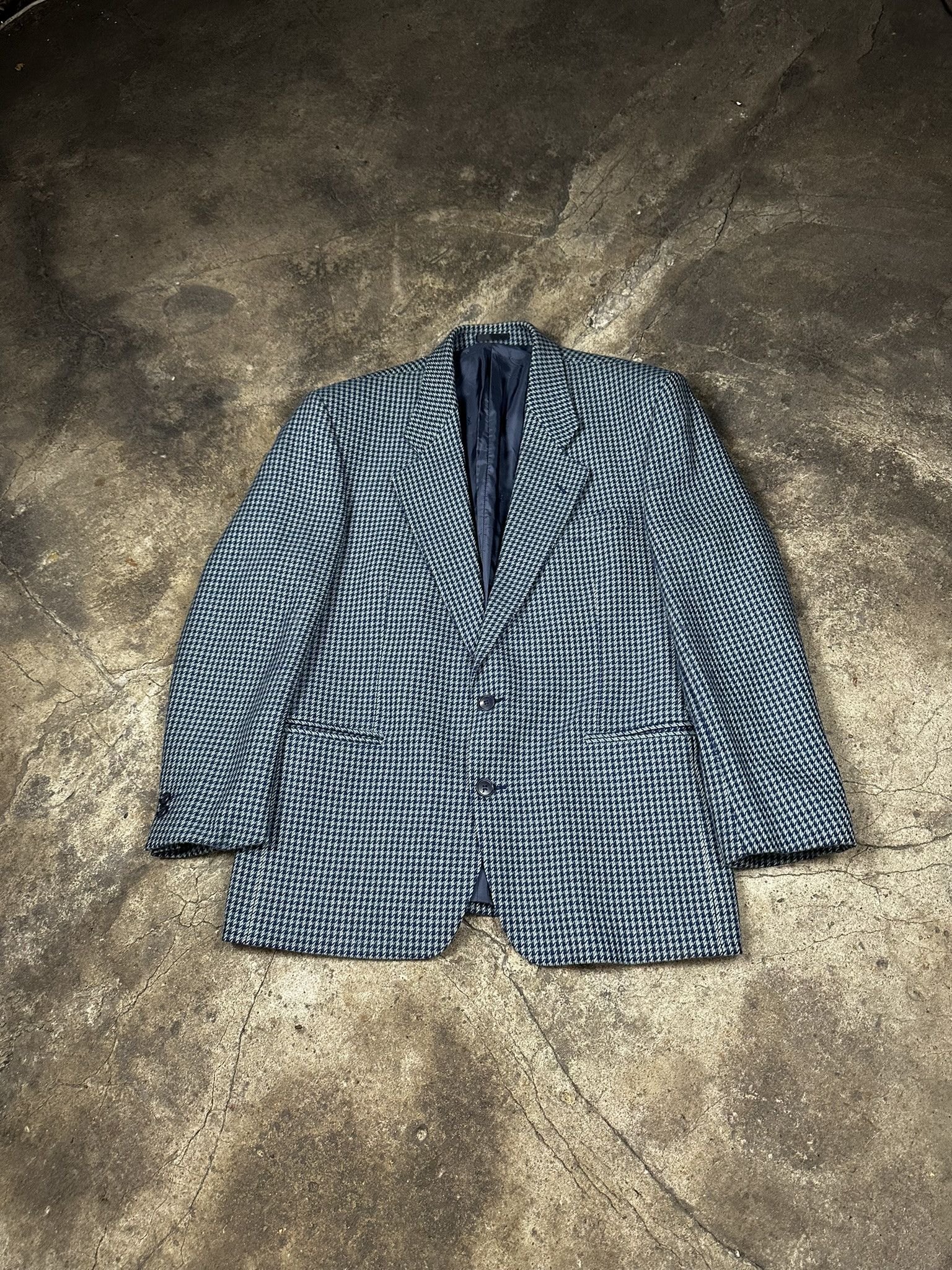 Yves Saint Laurent 80s Yves Saint Laurent Wool Houndstooth Blazer Size 50S - 1 Thumbnail