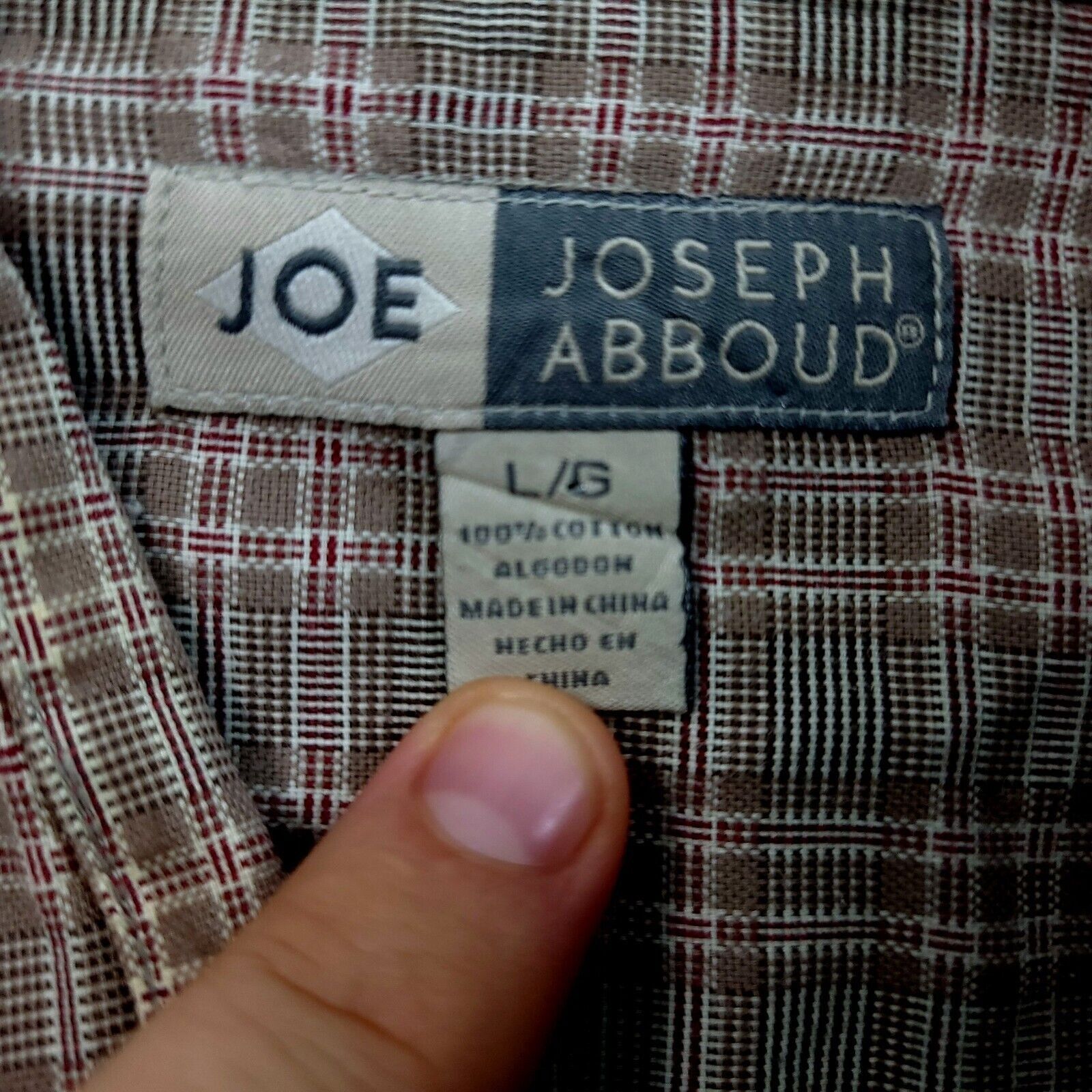 Joseph Abboud Joe Joseph Abboud Brown Red Plaid Large Cotton Collared Dres Size US L / EU 52-54 / 3 - 8 Thumbnail