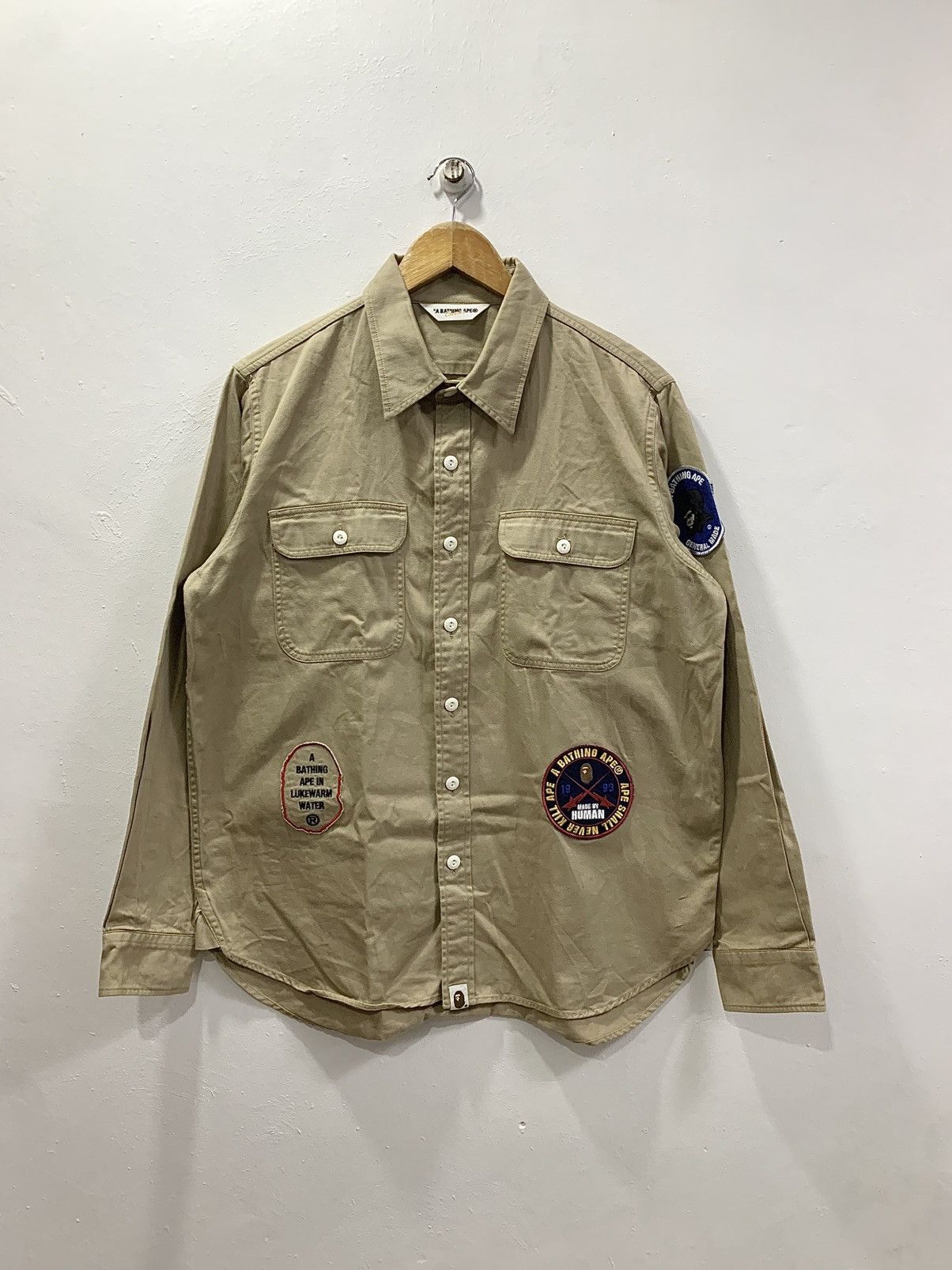 Bape OG BAPE PATCHES “GENERAL MADE” BUTTON-UP LONGSLEEVE SHIRT Size US L / EU 52-54 / 3 - 1 Thumbnail