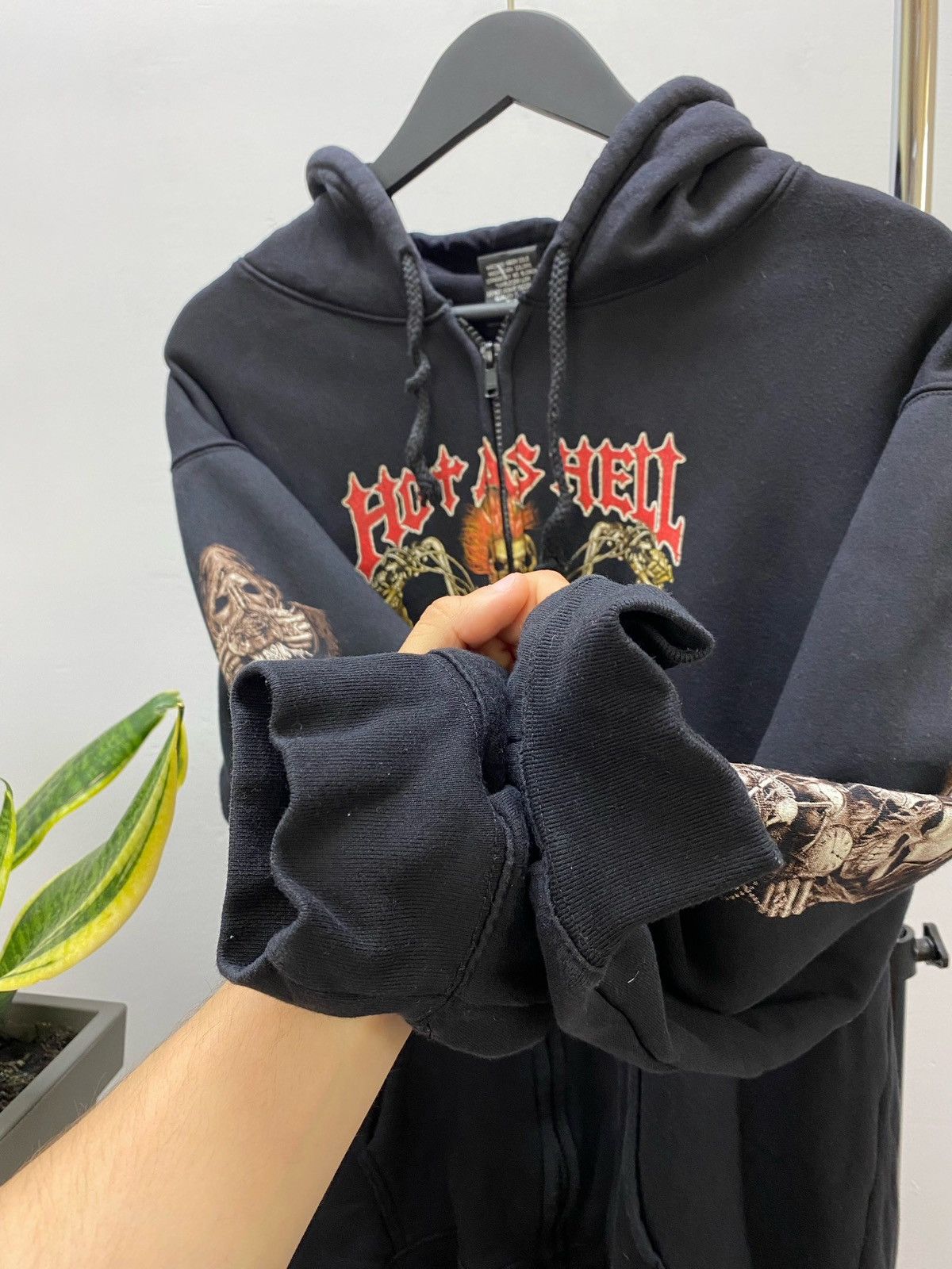 Japanese Brand × Vintage Vintage Y2K Hot AS Hell Burning Skeleton Rider Hoodie Size US L / EU 52-54 / 3 - 16 Thumbnail