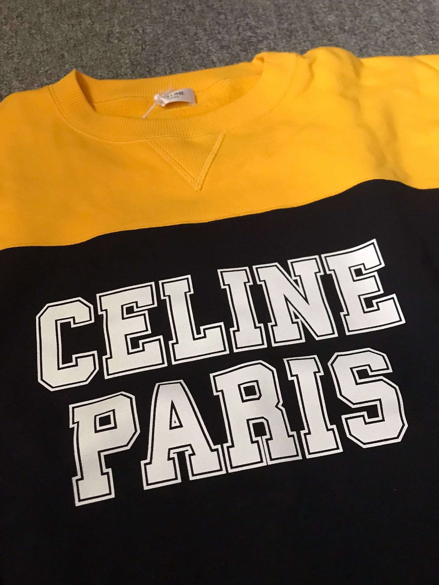 Celine Celine M black yellow colorblock logo unisex sweatshirt Size US M / EU 48-50 / 2 - 5 Thumbnail