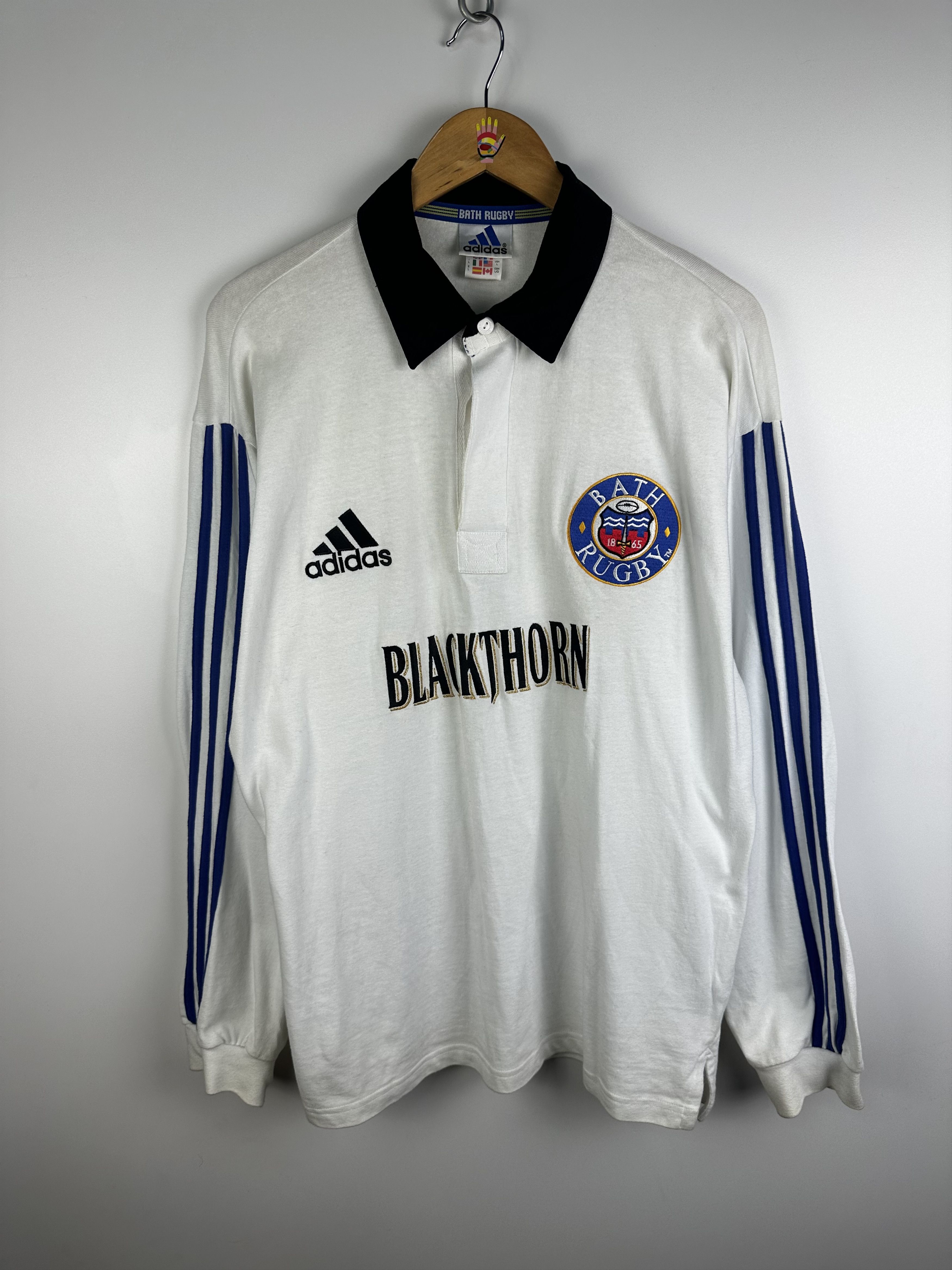 image of Adidas x England Rugby League 1999 2001 Bath Rugby Union Shirt Long Sleeve White Size L, Men's