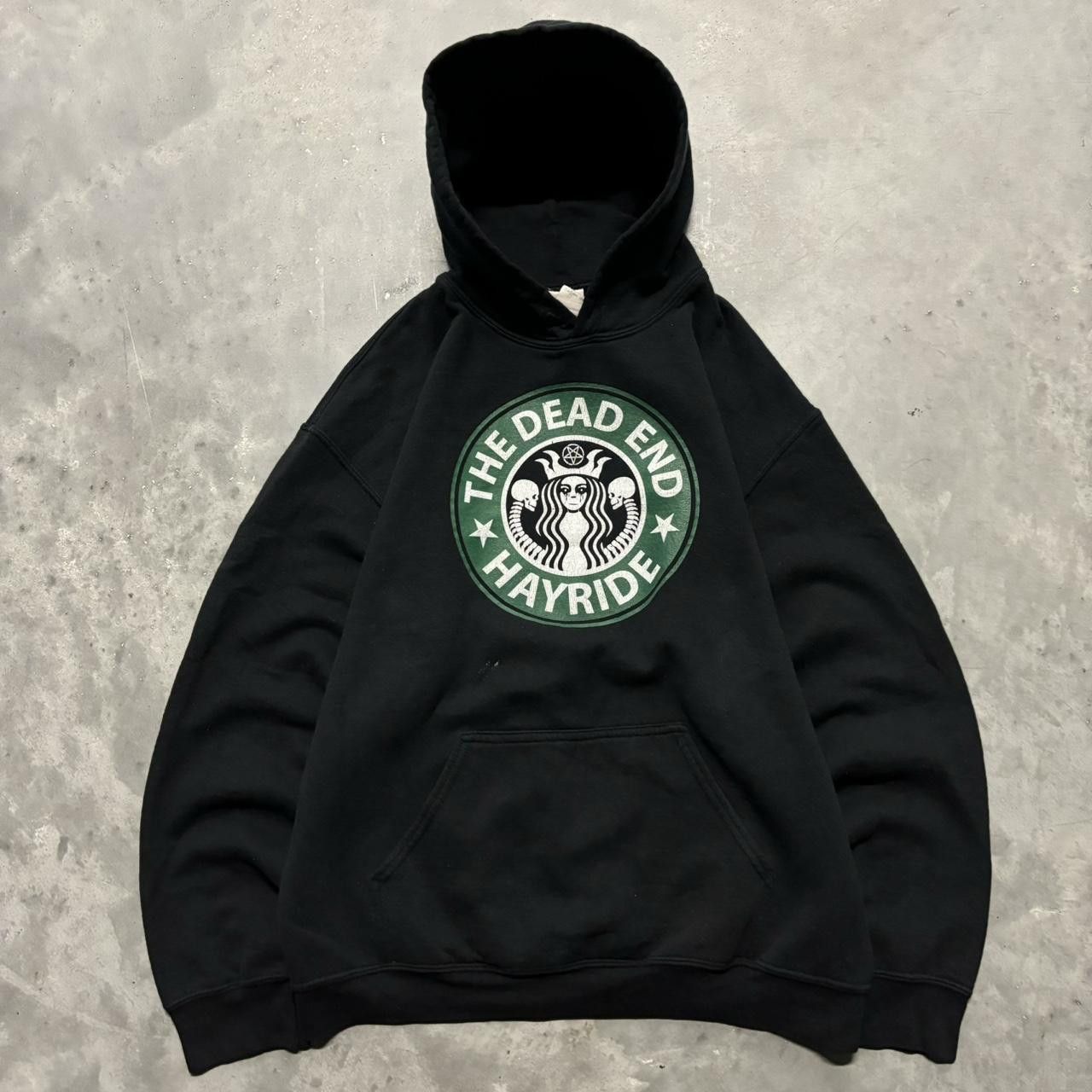 Band Tees × Vintage Crazy Vintage Y2K/2000s “The Dead End Hayride” Starbucks Parody Horror Graphic Hoodie! Size US M / EU 48-50 / 2 - 1 Thumbnail