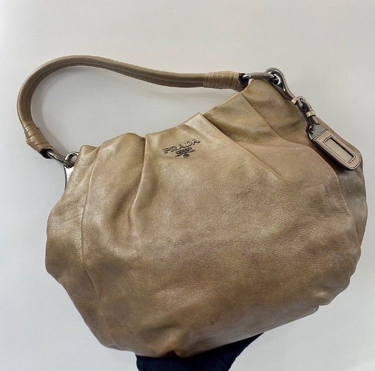 Prada Prada Leather Shoulder Hobo Bag Size ONE SIZE - 1 Thumbnail