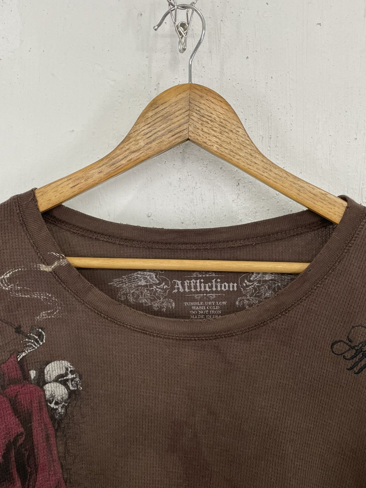 Affliction × Southpole Affliction Skull Demon Root Hell Waffle Long Tee Size US XXL / EU 58 / 5 - 9 Thumbnail