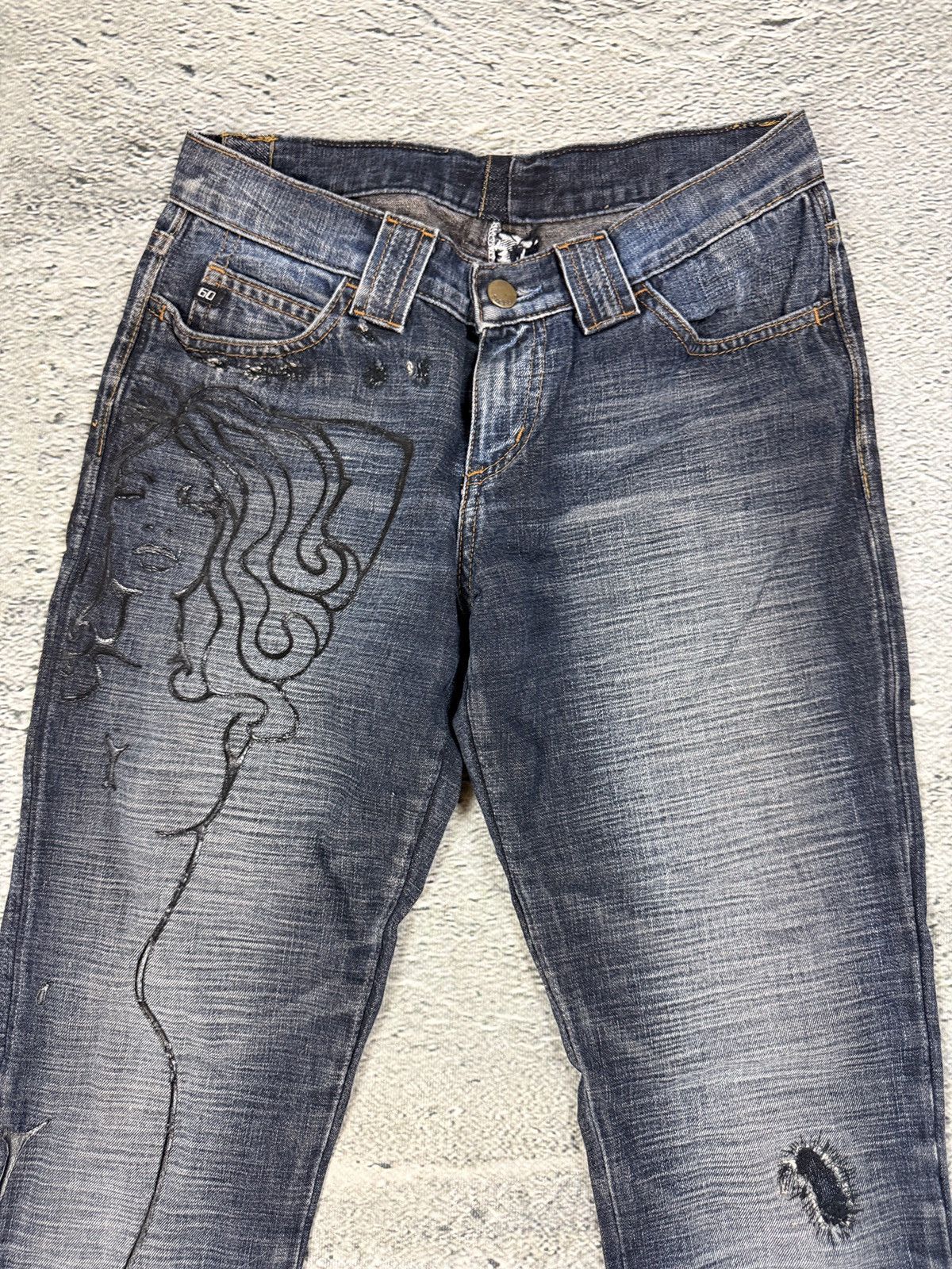 Miss Sixty Miss Sixty Jeans flared tribal Y2K navy medusa Size 25" / US 0 / IT 36 - 2 Thumbnail