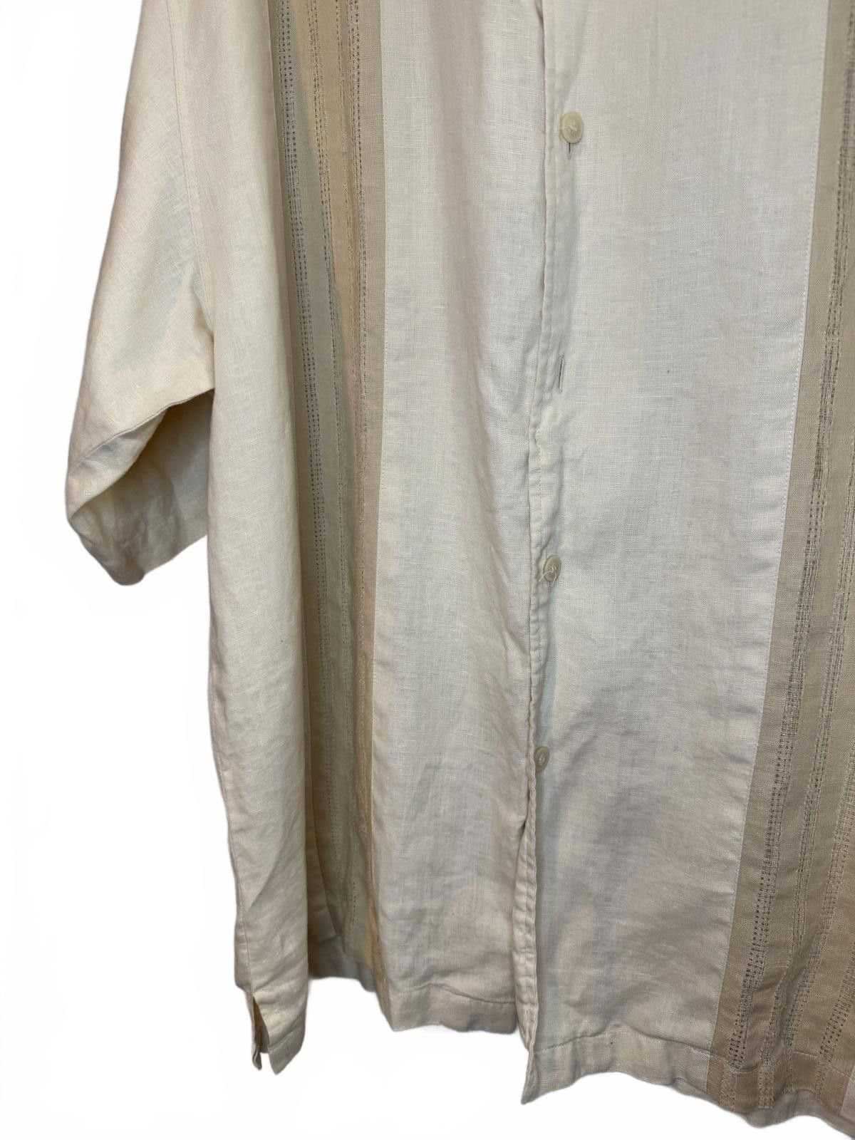 Lorenzo Uomo Cream Beige Men Linen Camp Collar Button Up Shirt Size US XXL / EU 58 / 5 - 2 Thumbnail