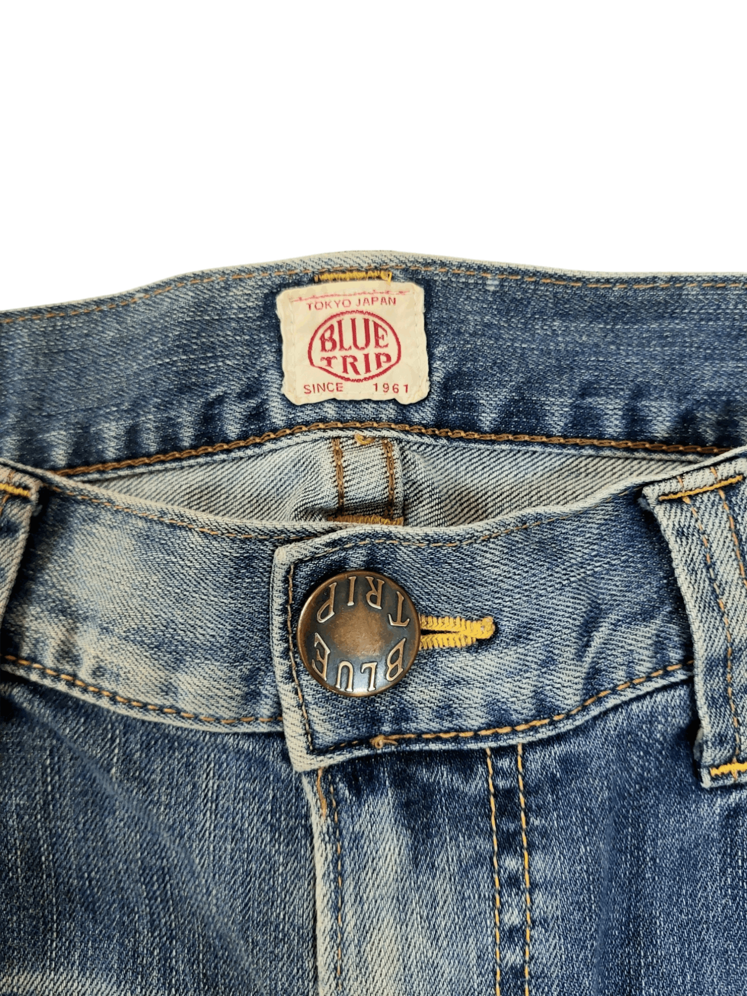 Edwin Flare💥 90's Edwin Blue Trip Tokyo Japan Buckle Back Denim Size US 33 - 7 Thumbnail