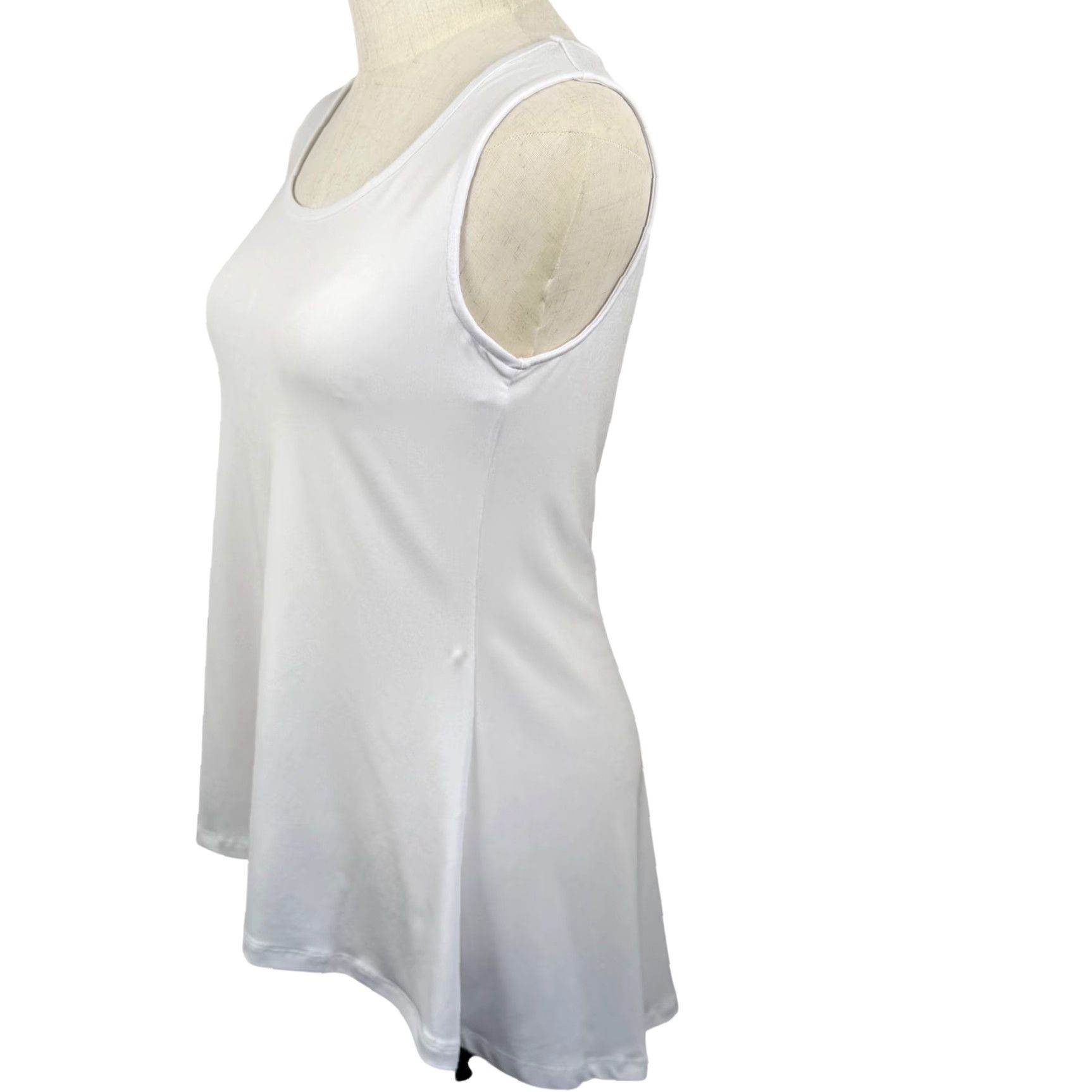 Vintage Chelsea & Theodore Womens Tank Top White S Scoop Neck Sleeveless High-Low Hem Stretch Jersey Basic Casual Workwear Size S / US 4 / IT 40 - 2 Thumbnail