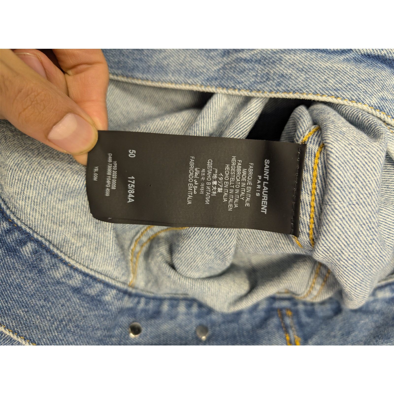 Saint Laurent Paris o1rshd1 Egg Shape Denim Jacket in Plain Lake Medium Blue Size US S / EU 44-46 / 1 - 17 Thumbnail