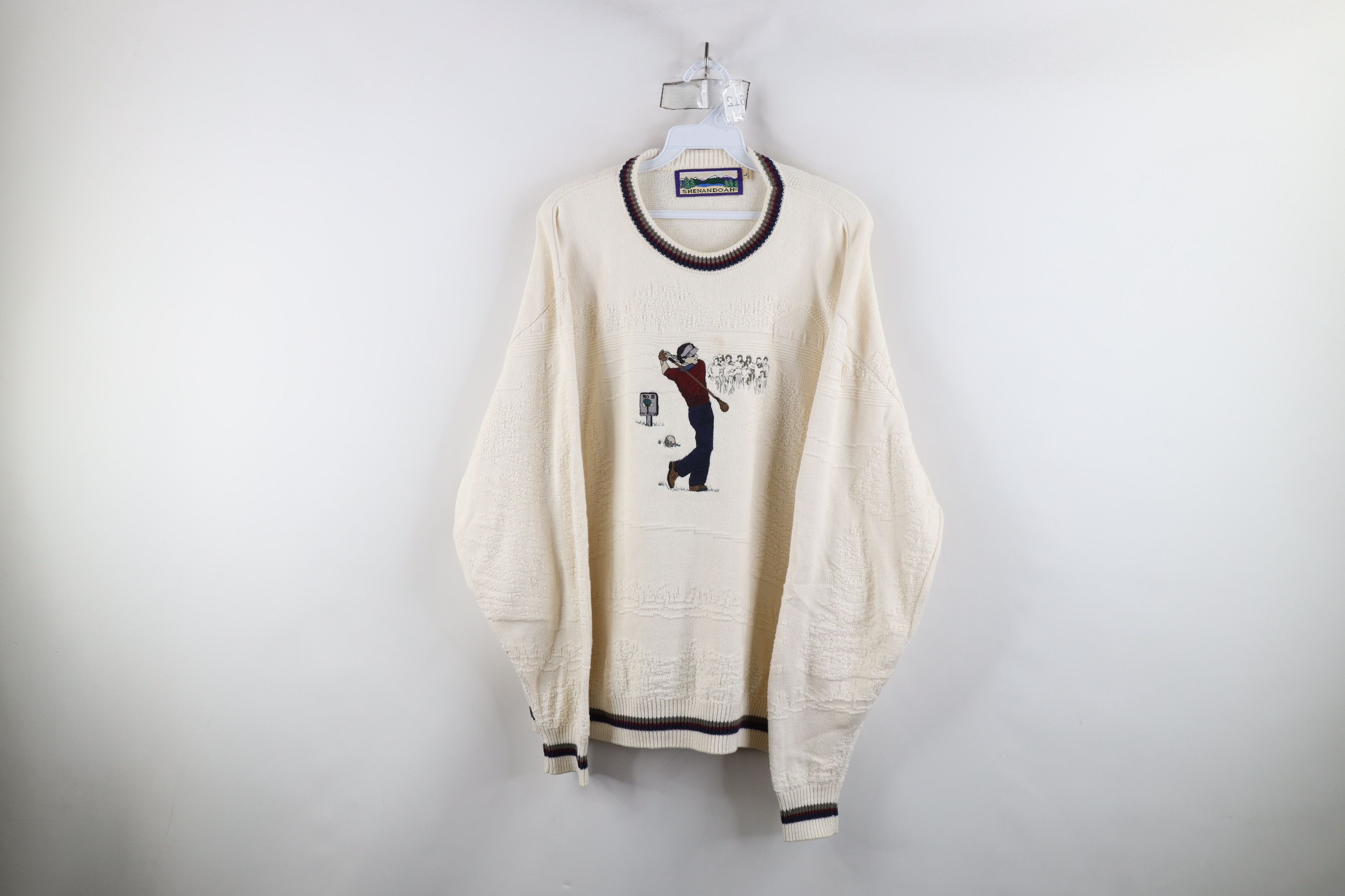Vintage 90s Streetwear Over Print Cotton Knit Sweater USA