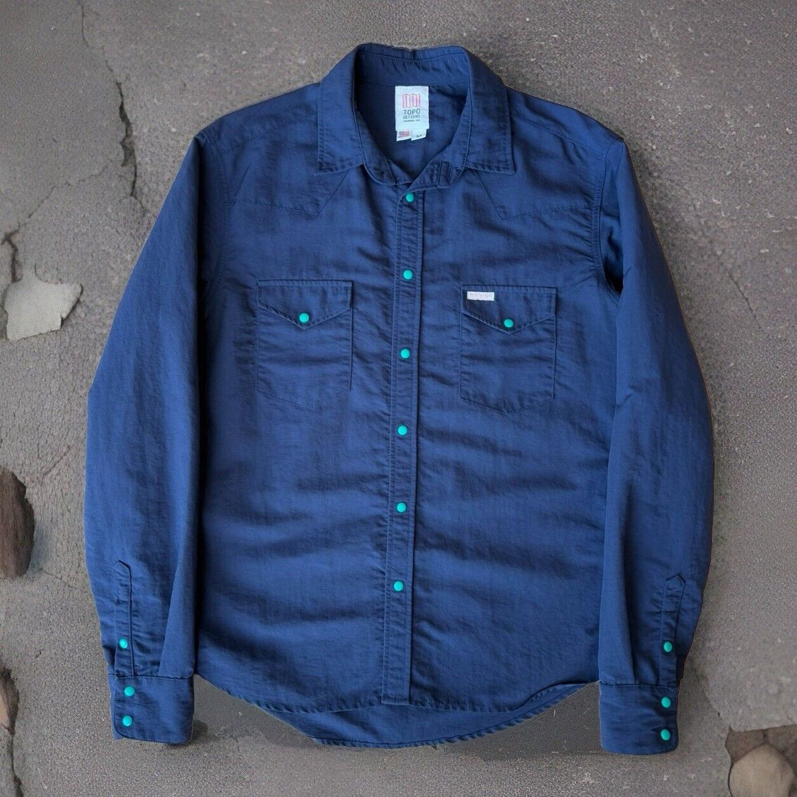 Topo Designs Topo Designs Shirt Medium Blue Nylon Button Up Workwear Size US M / EU 48-50 / 2 - 1 Thumbnail