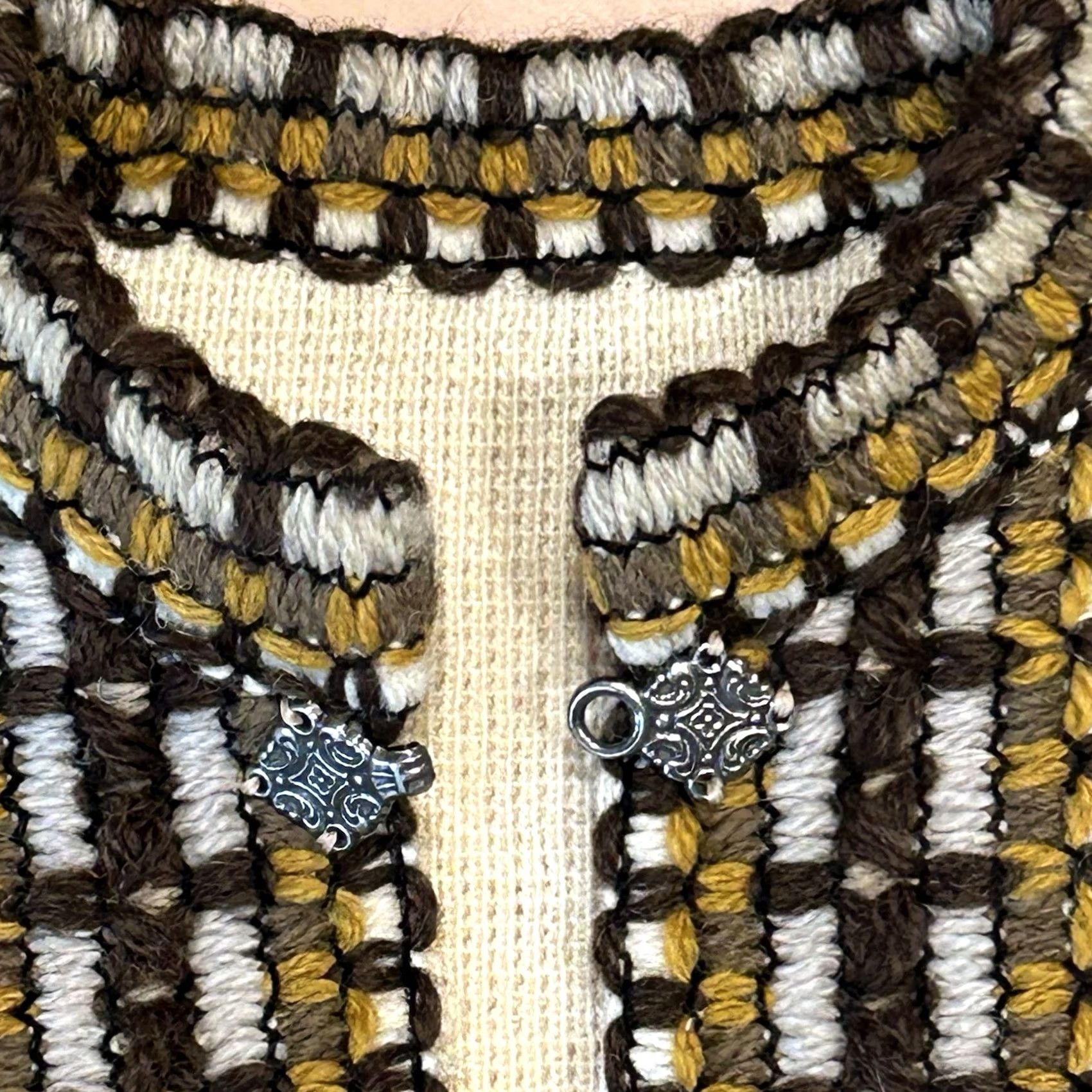 Vintage VINTAGE Unbranded Fair Isle Cardigan Clasp Sweater Women’s Medium Ivory Crew Neck Long Sleeve Wool Knit Classic Size M / US 6-8 / IT 42-44 - 6 Thumbnail