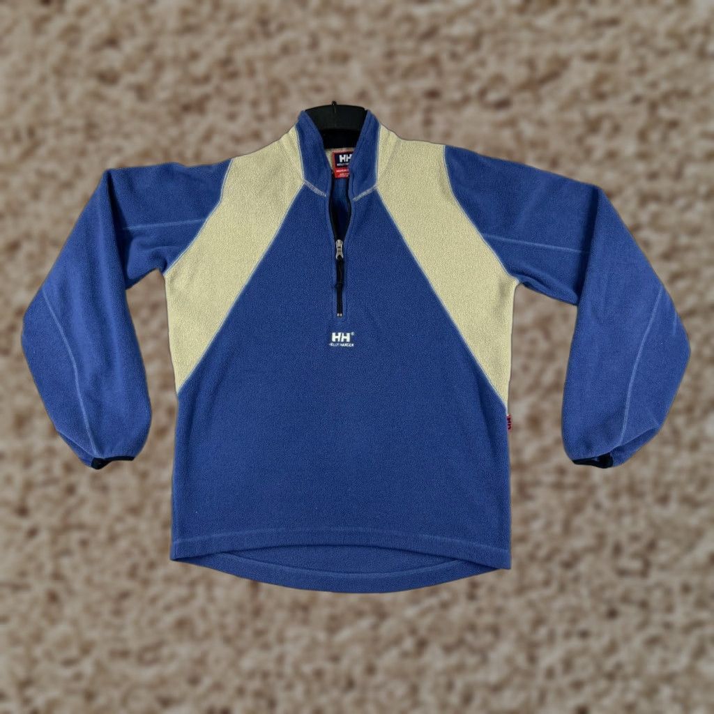 Helly Hansen Helly Hansen Sweater Mens Medium Blue Beige Long Sleeve 1/4 Zip Fleece Polyester Size US M / EU 48-50 / 2 - 1 Thumbnail