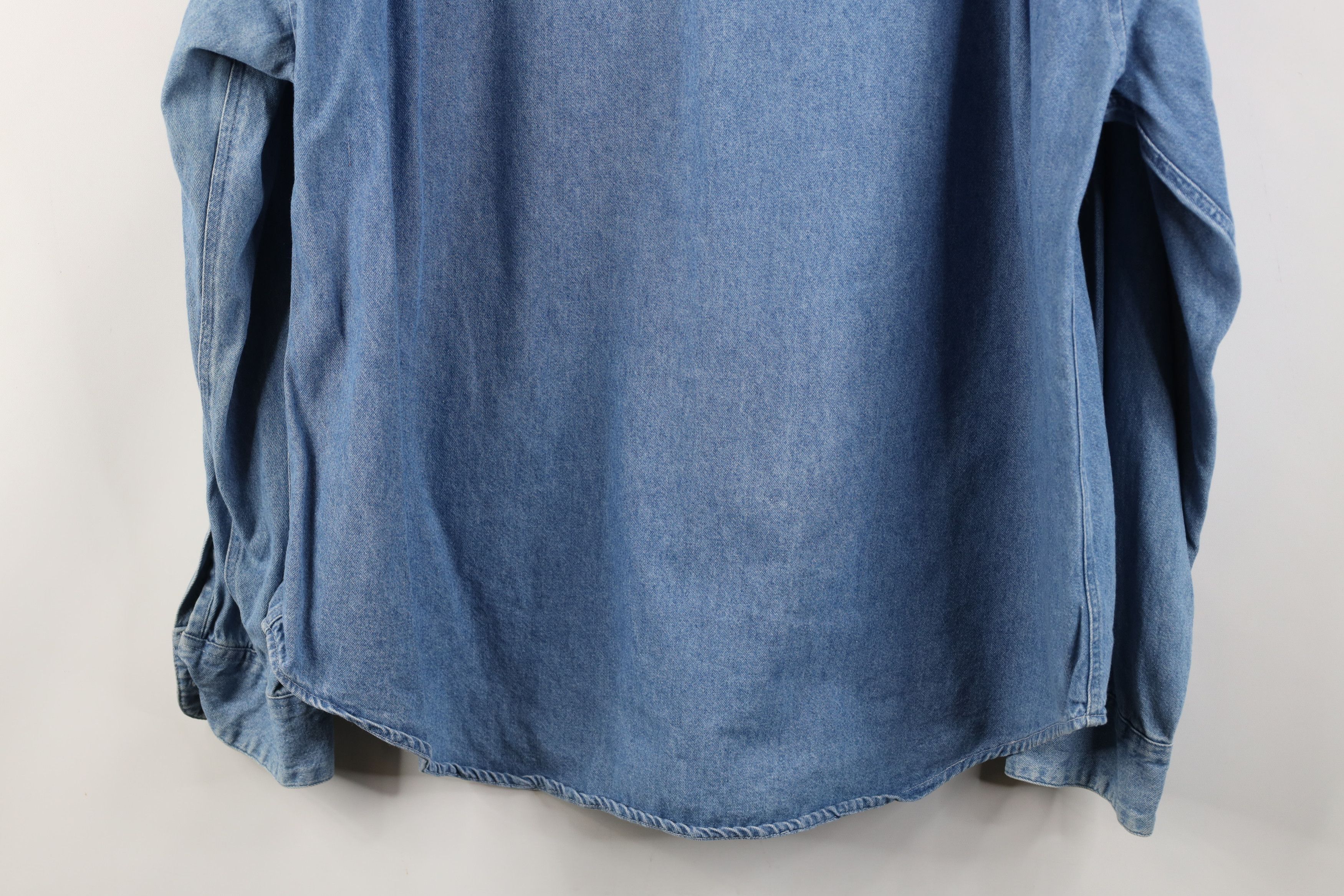 Vintage Vintage 90s Streetwear Band Collar Denim Jean Button Shirt Size US XXL / EU 58 / 5 - 13 Thumbnail