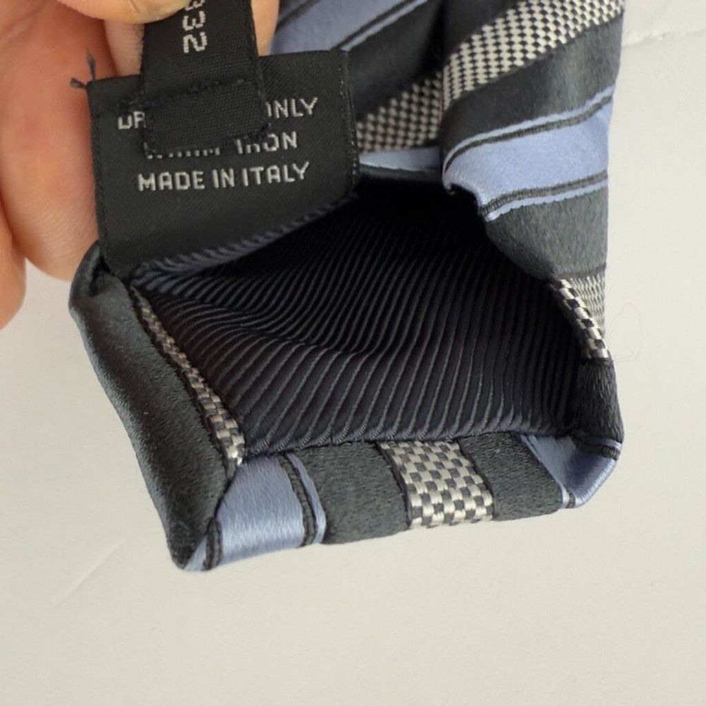 Ermenegildo Zegna NWOT ERMENEGILDO ZEGNA Blue Black Stripe Tie L 59" W 3.5" Size ONE SIZE - 5 Thumbnail