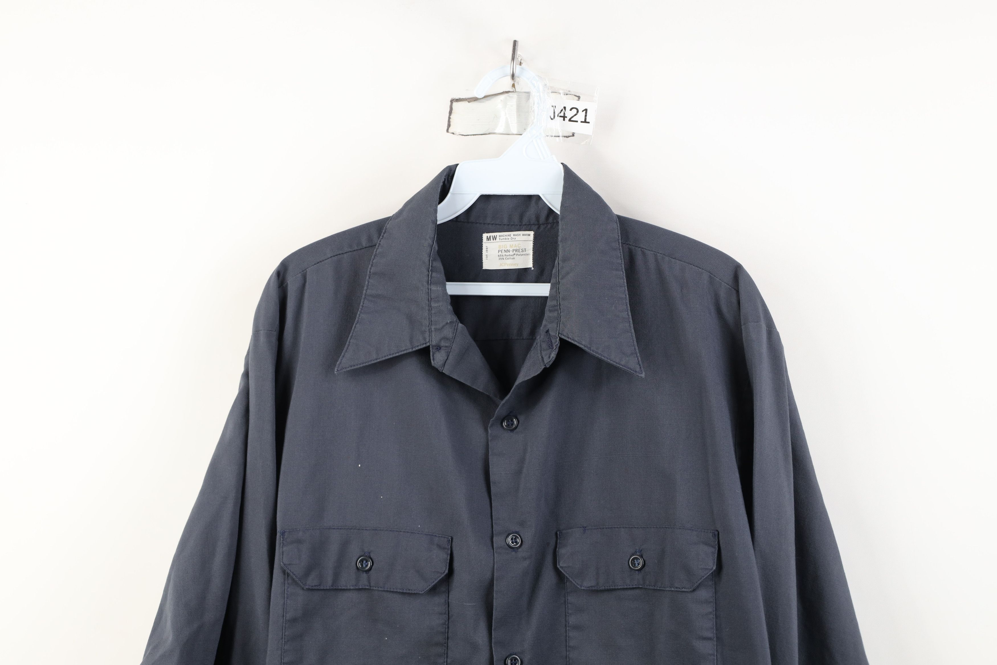Vintage Vintage 70s Big Mac Workwear Collared Button Shirt Gray USA Size US L / EU 52-54 / 3 - 2 Thumbnail