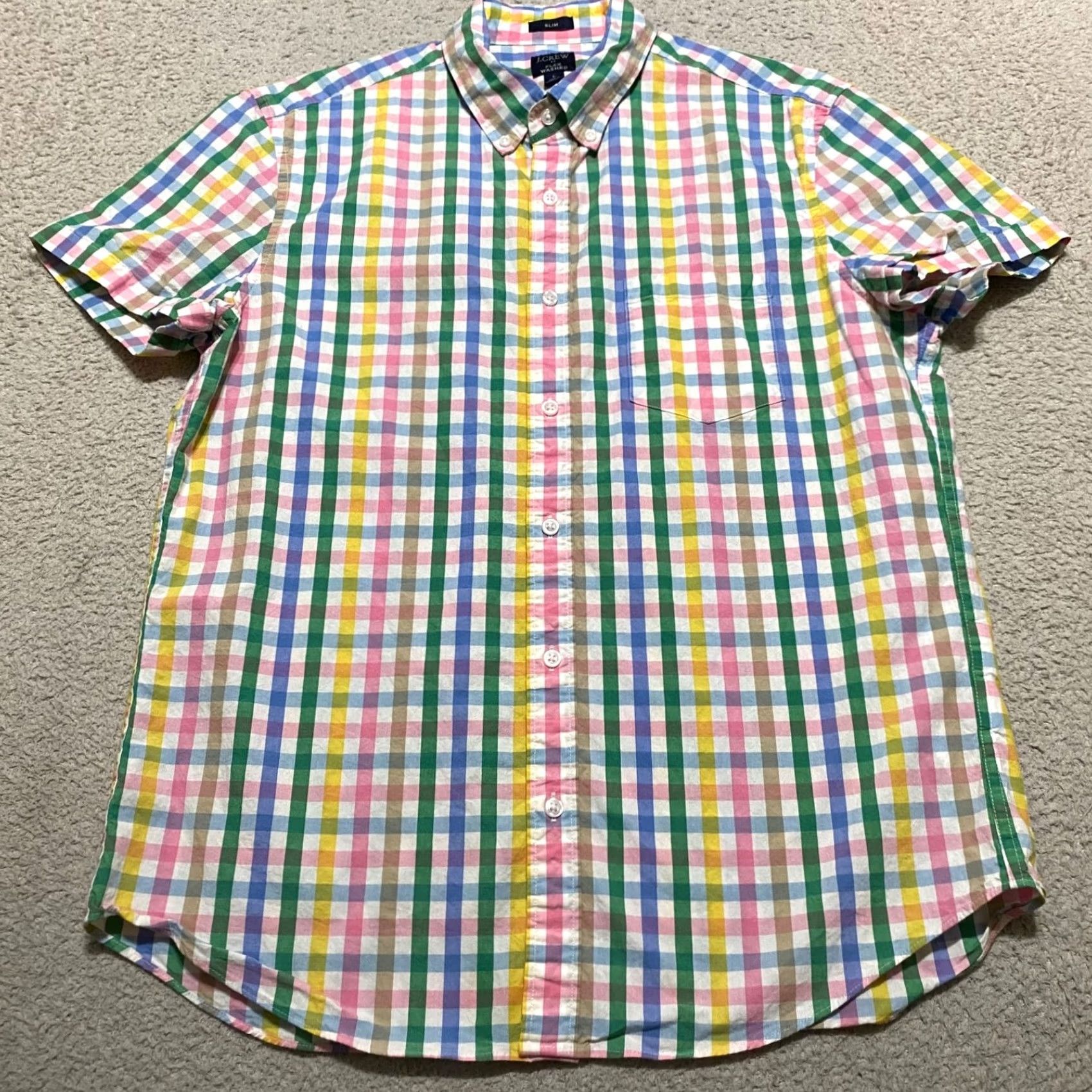 J.Crew J.CREW Shirt Mens Large Multicolor Plaid Short Sleeve Button-Down Slim Fit Size US L / EU 52-54 / 3 - 2 Thumbnail