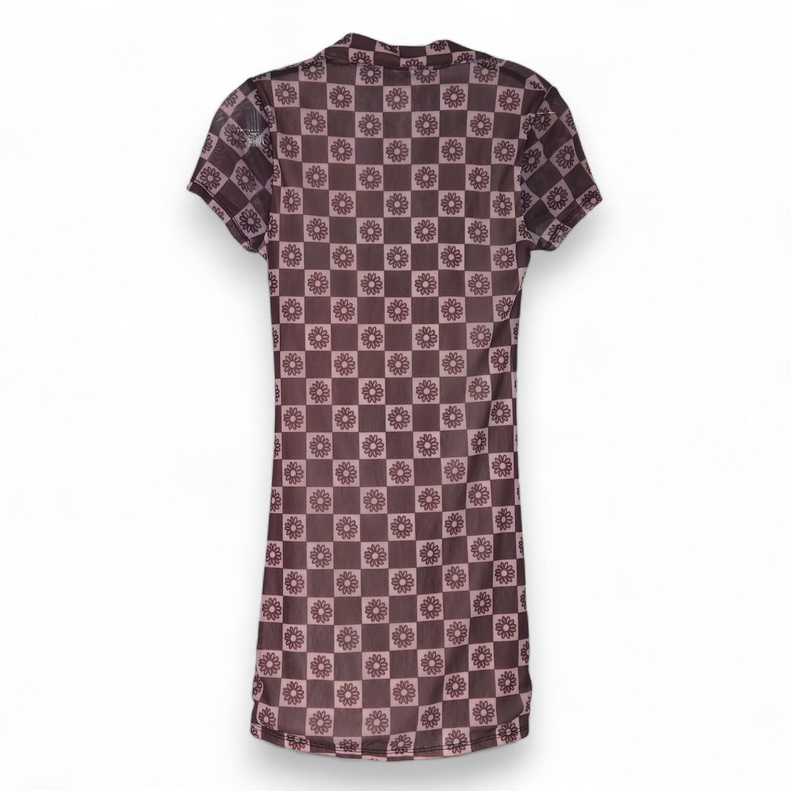 Urban Outfitters EUC UO Urban Outfitters Bodycon Shirt Dress Sz S Floral Mesh Size S / US 4 / IT 40 - 2 Thumbnail