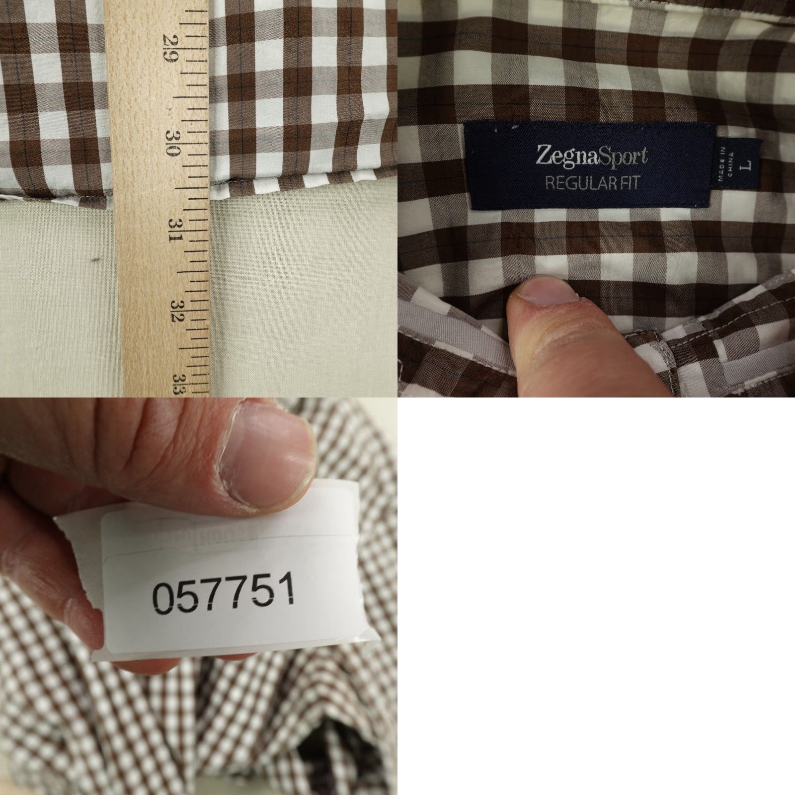 Vintage VINTAGE Zegna Sport Mens Shirt Long Sleeve Button-Up Check Cotton Brown Large Casual Office Size US L / EU 52-54 / 3 - 8 Thumbnail