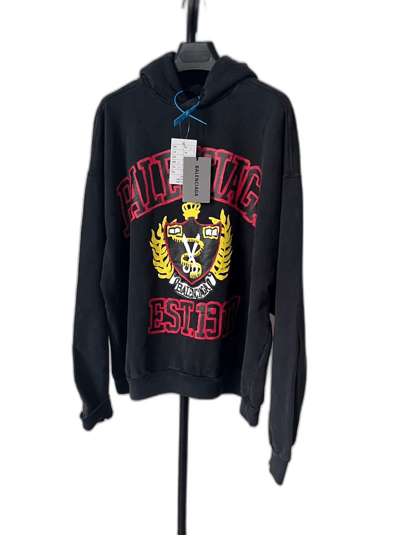 Balenciaga Black Logo Print Hoodie Sweatshirt-2506