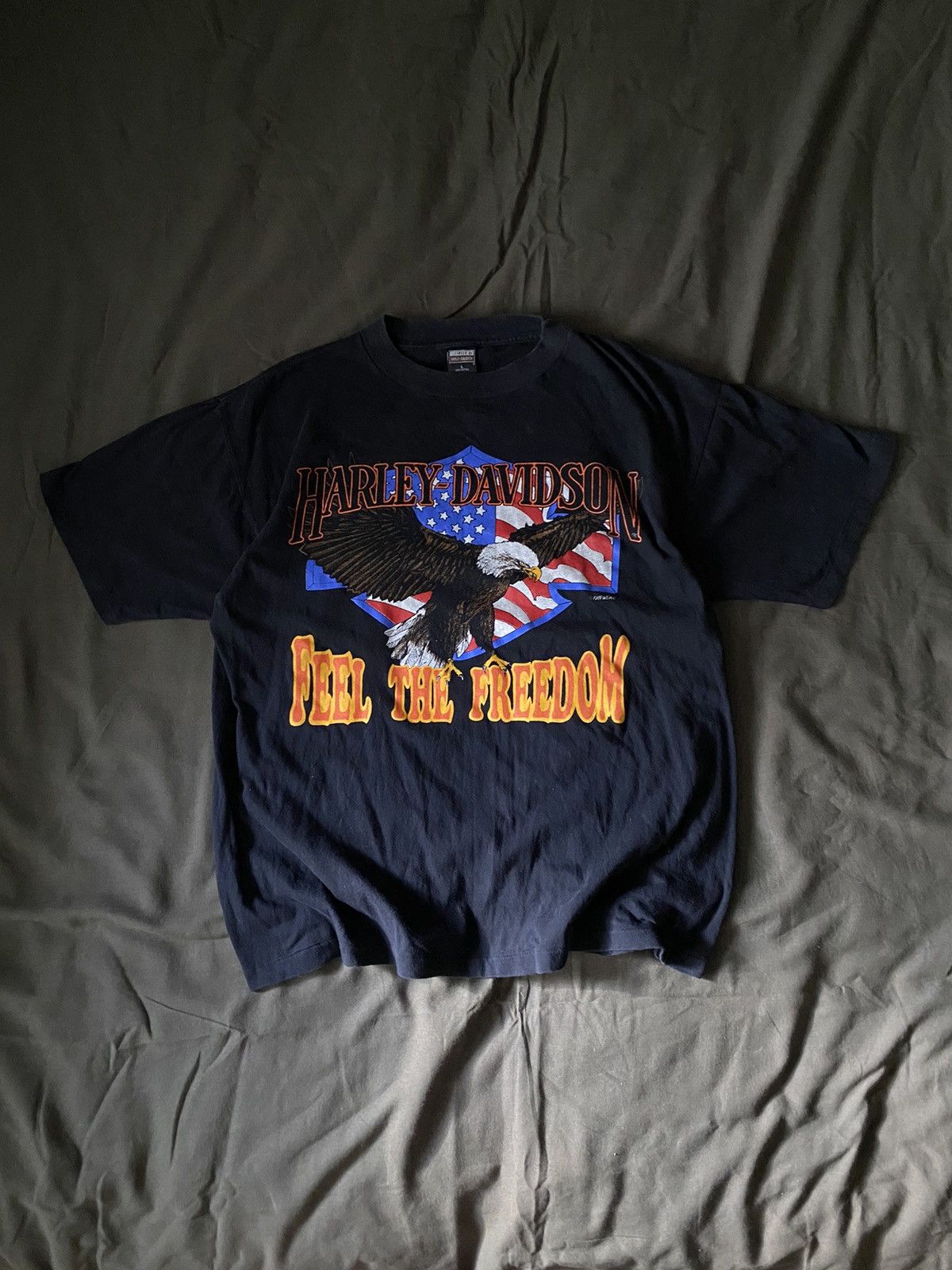 Harley Davidson × Vintage Harley-Davidson Choppers Vintage Rare 3D Print USA Eagle Tee Size US L / EU 52-54 / 3 - 1 Thumbnail