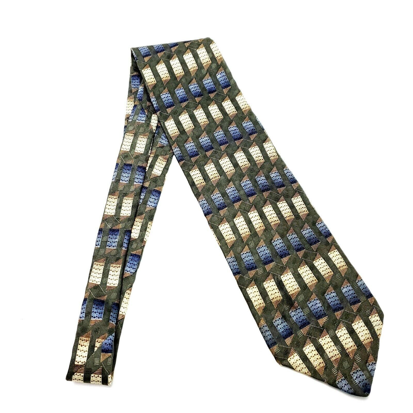 Haggar Haggar Silk Tie Green Geometric Short Print Size ONE SIZE - 6 Thumbnail