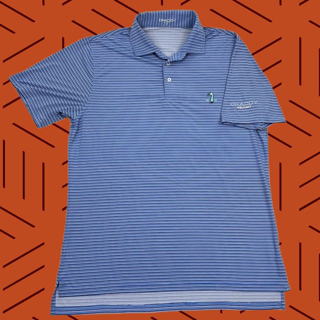 Vintage Draddy Sport Polo Shirt Mens M Blue Striped Active Golf Performance Stretch Prep Shirt Mens M Blue Striped Sports Polo Size US M / EU 48-50 / 2 - 1 Thumbnail