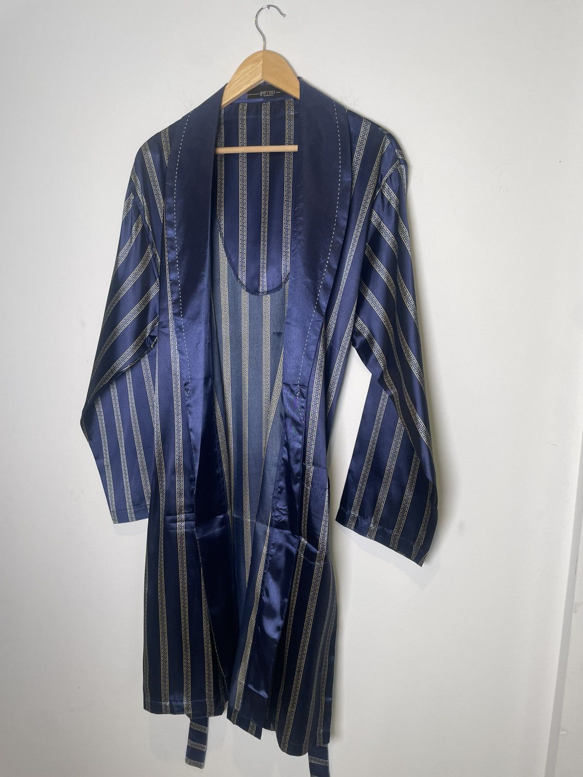 Other Rop Teks Navy Gold Greek Key Satin Robe Size US L / EU 52-54 / 3 - 10 Thumbnail