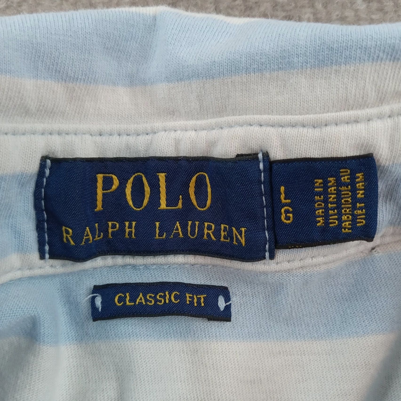 Ralph Lauren Ralph Lauren Mens Polo Shirt Large Blue White Striped Classic Fit Size US L / EU 52-54 / 3 - 6 Thumbnail