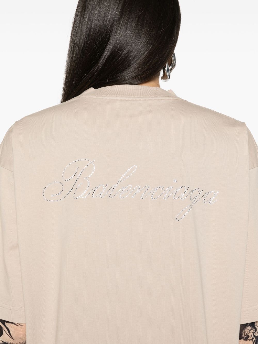 Balenciaga o1srvl11e0425 Large Fit T-Shirt in Light Beige Size M / US 6-8 / IT 42-44 - 5 Thumbnail