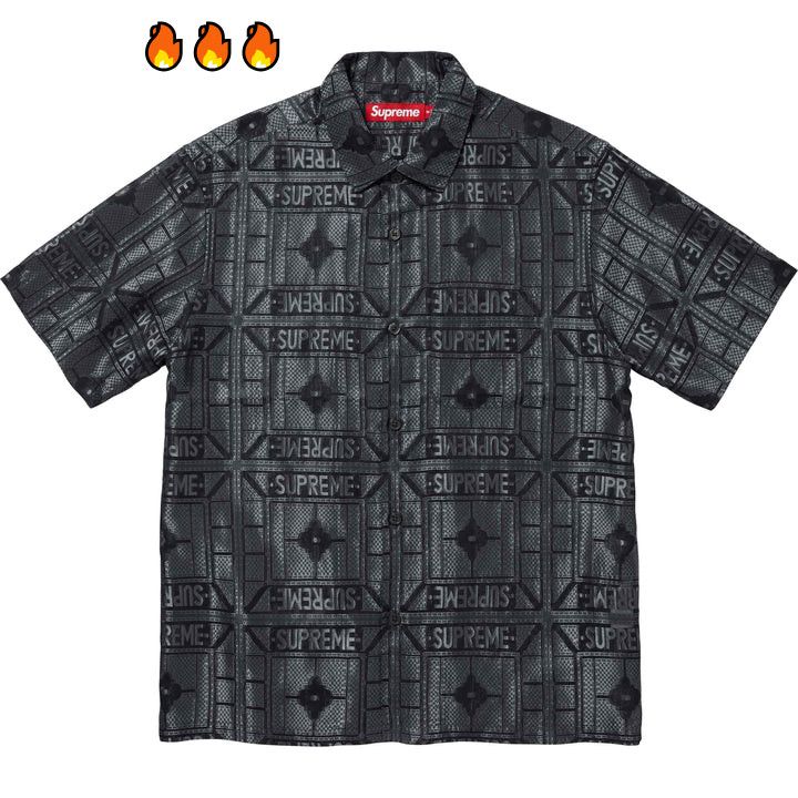 Image of Supreme Tray Jacquard S/s Shirt Size Small Black, Men's