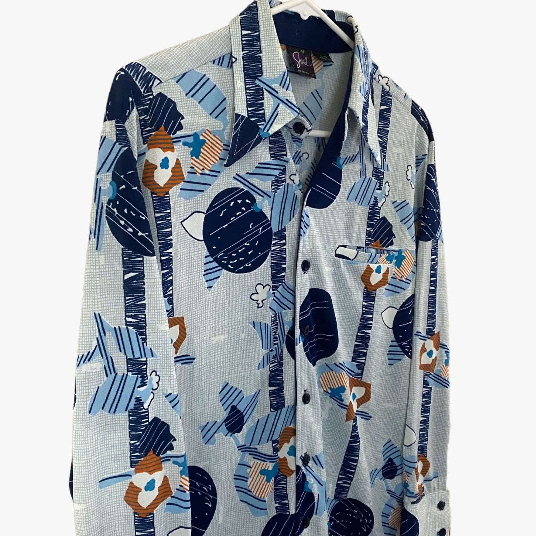 Vintage VINTAGE Joel California Abstract Retro Disco Button-Up Shirt Blue Mens M Size US M / EU 48-50 / 2 - 4 Thumbnail