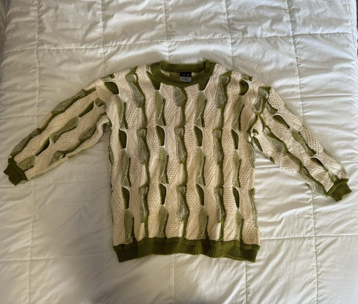 image of Coogi Basics 3Xl Sweater White/green, Men's (Size 2XL)