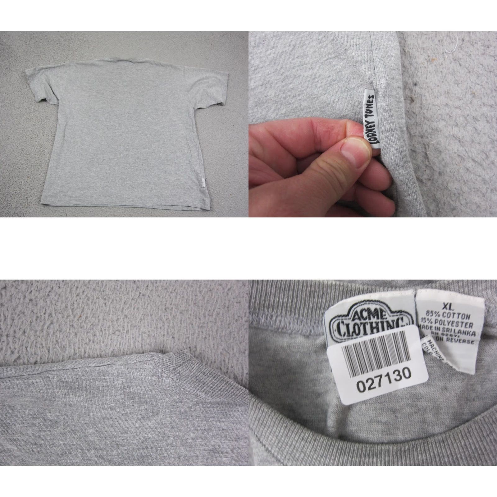 Vintage VINTAGE Looney Tunes Shirt Mens Extra Large XL Gray Tazmania Devil Taz 90s Classic Size US XL / EU 56 / 4 - 8 Thumbnail