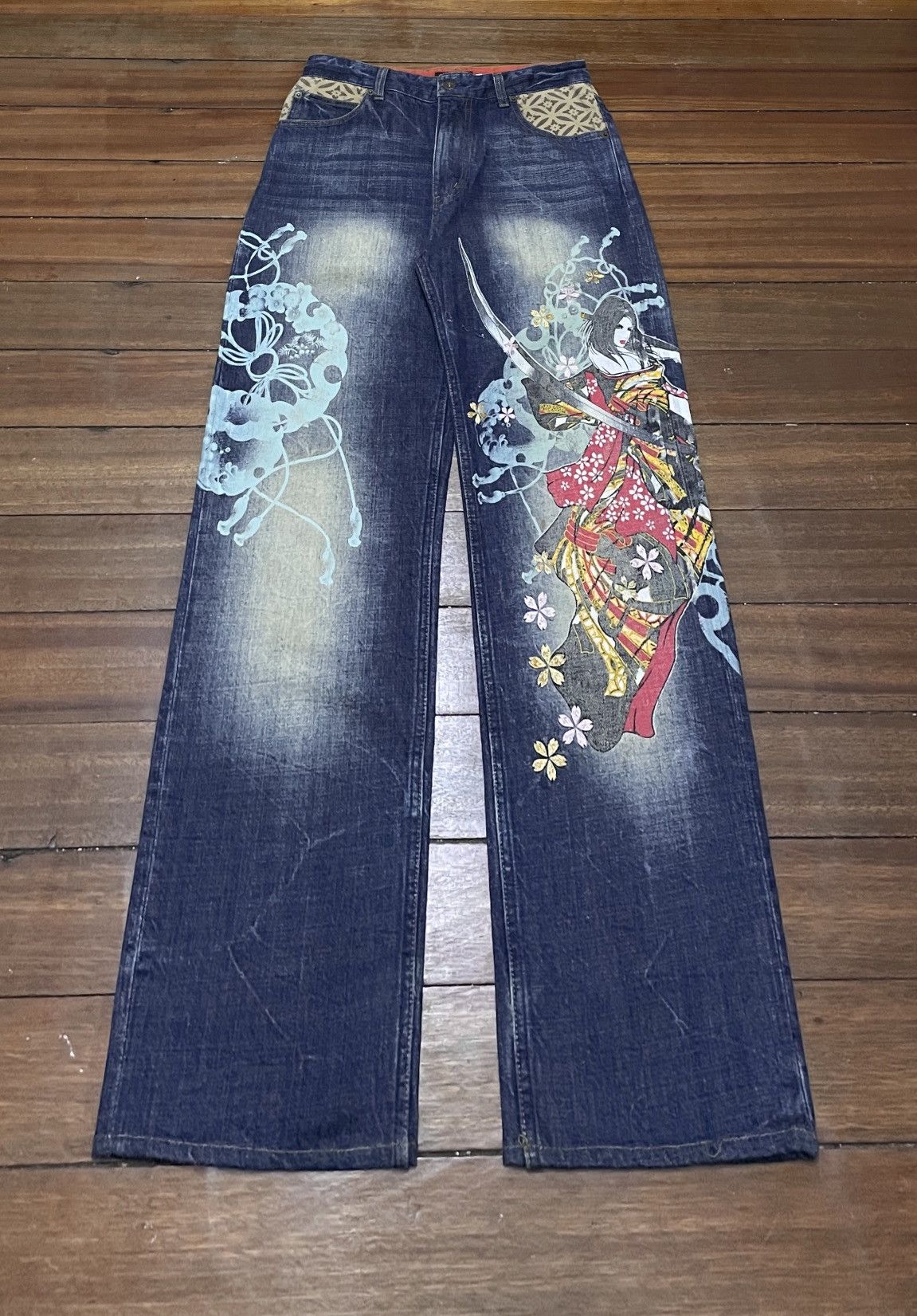If Six Was Nine × Japanese Brand × Vintage Very Rare Vintage Japanese Brand Divine Sukajan Jeans 1990s Size US 30 / EU 46 - 1 Thumbnail