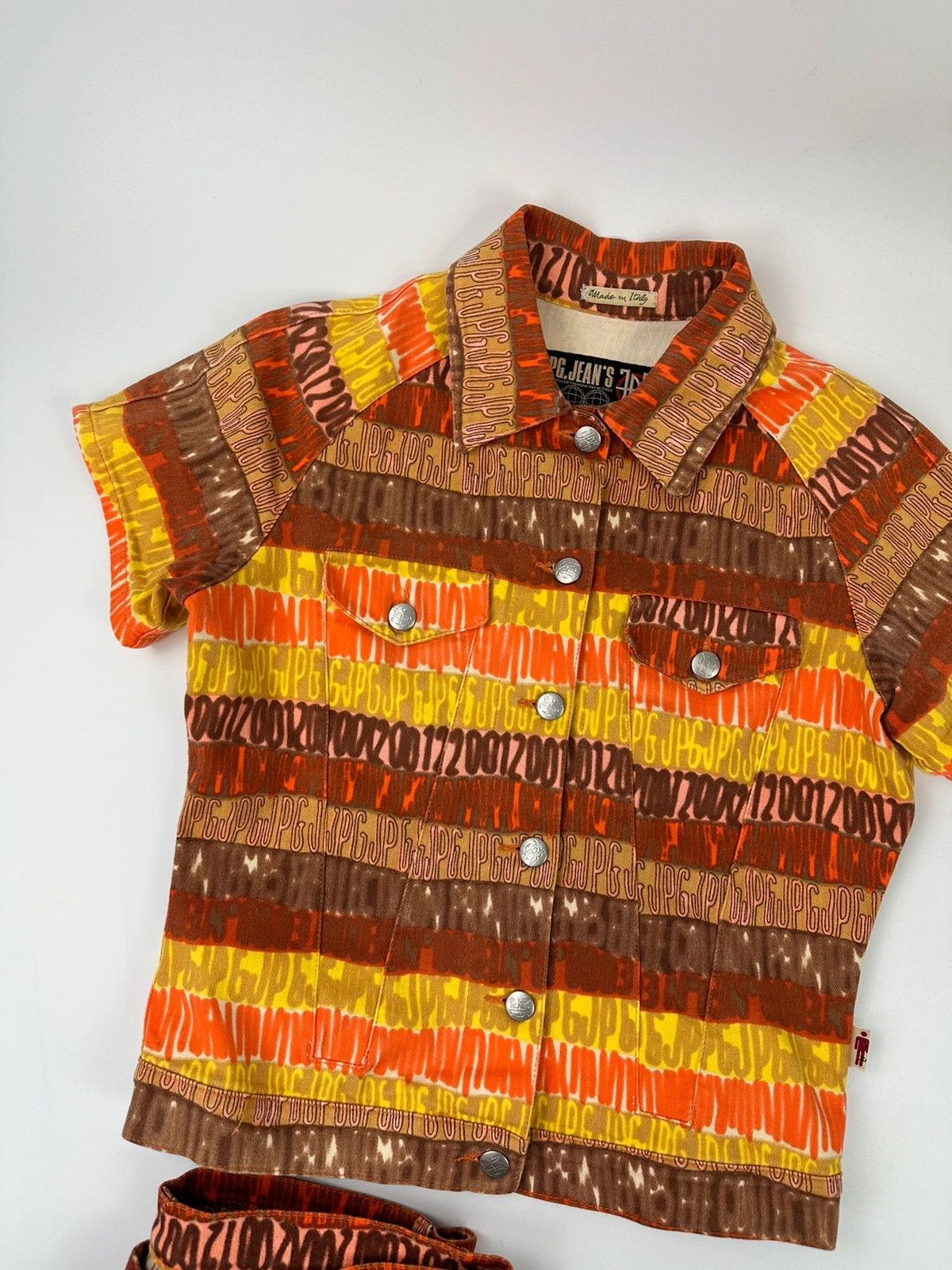 Jean Paul Gaultier JPG 00’s Shirt Denim Pants Set Monogram Orange Red Size M / US 6-8 / IT 42-44 - 3 Thumbnail