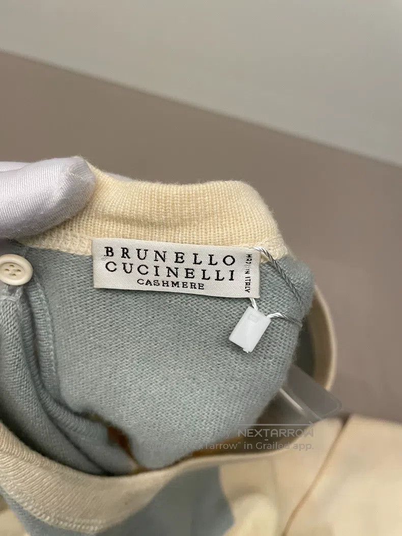 Brunello Cucinelli Brunello Cucinelli Beige Color Blocked Wool Cashmere Sweat Size XS / US 0-2 / IT 36-38 - 3 Thumbnail