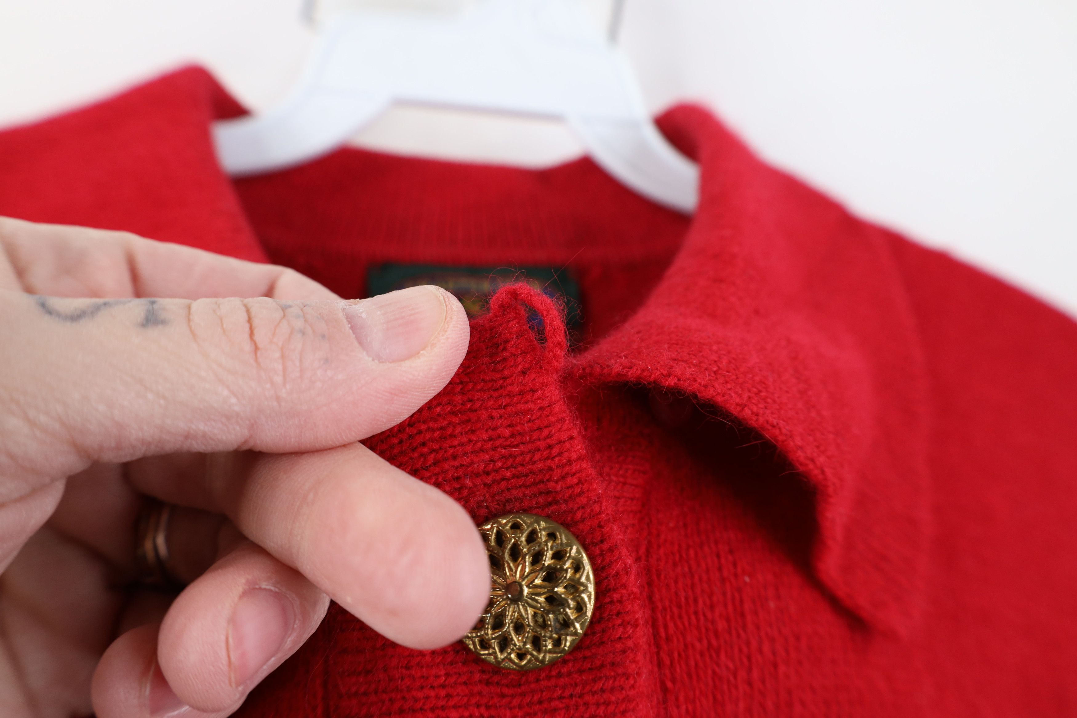Vintage Vintage 90s Streetwear Lambswool Knit Collared Sweater Red Size L / US 10 / IT 46 - 6 Thumbnail