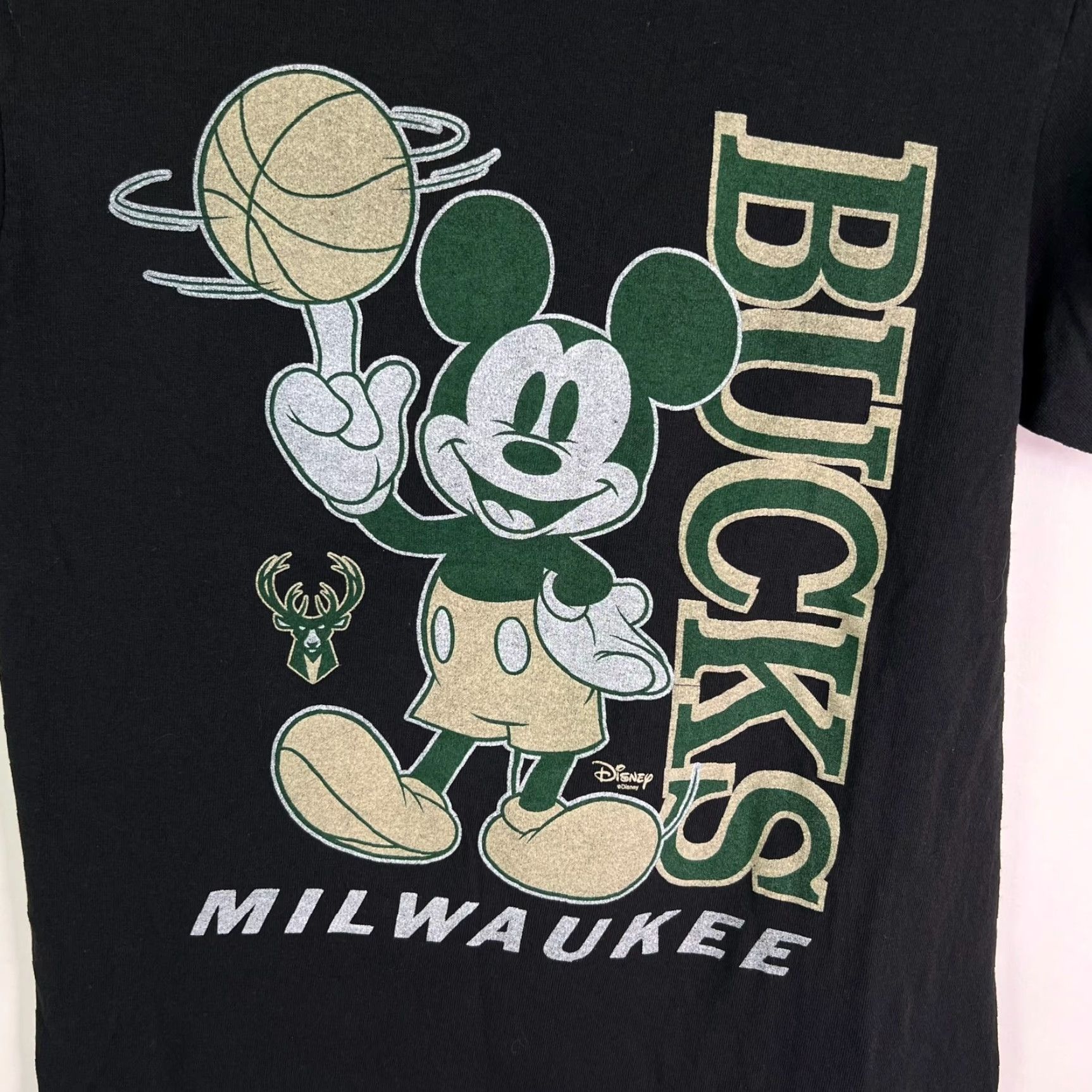 Junk Food Milwaukee Bucks Mickey Mouse T-Shirt Mens XS Black Graphic Casual Wear Size US XS / EU 42 / 0 - 4 Thumbnail