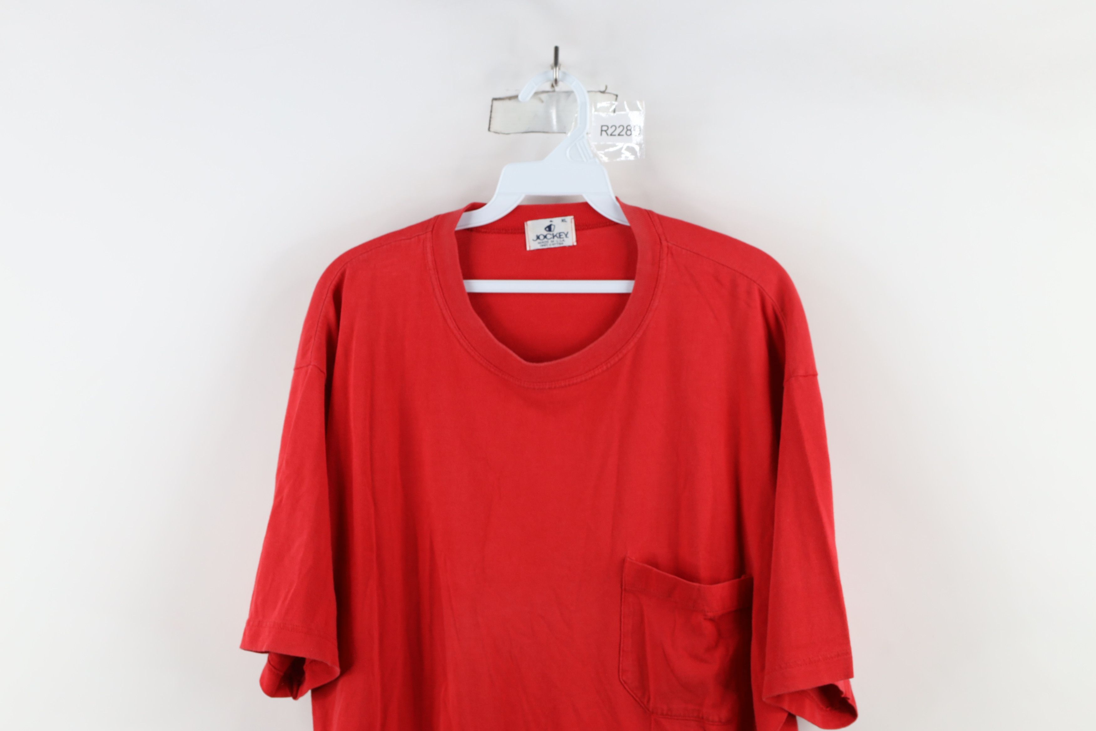 Vintage Vintage 90s Streetwear Baggy Pocket T-Shirt Red Cotton USA Size US XL / EU 56 / 4 - 2 Thumbnail