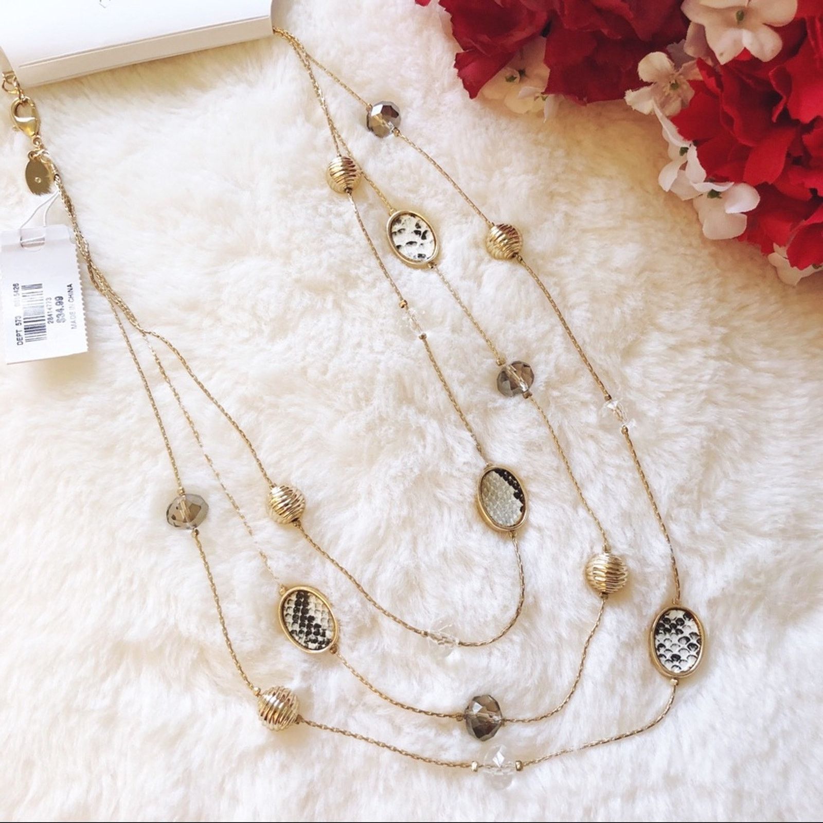 Ann Taylor Ann Taylor Gold Snake Print Illusion Necklace Size ONE SIZE - 5 Thumbnail