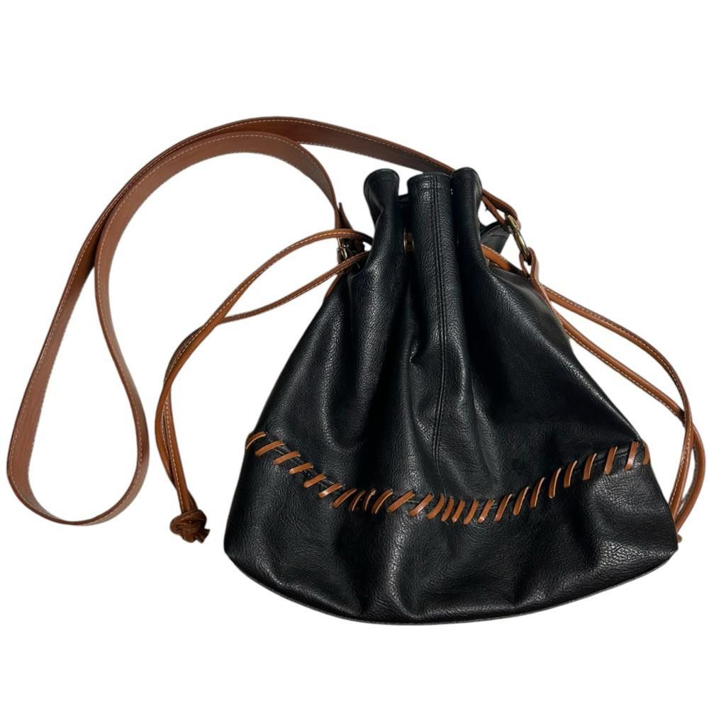 Designer Faux Leather Drawstring Crossbody Bag Size ONE SIZE - 1 Thumbnail