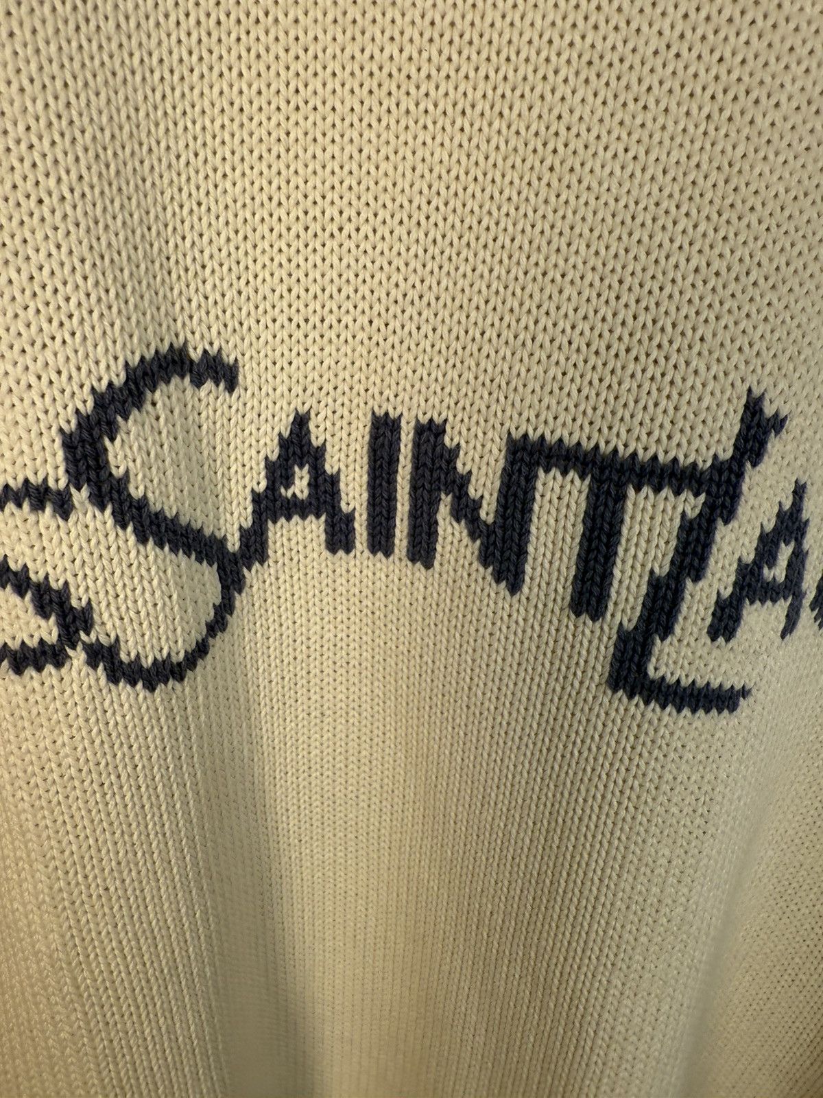 Yves Saint Laurent Cream YSL Sweater Knit Big Logo Turtleneck y2k Sweatshirt Size US L / EU 52-54 / 3 - 9 Thumbnail