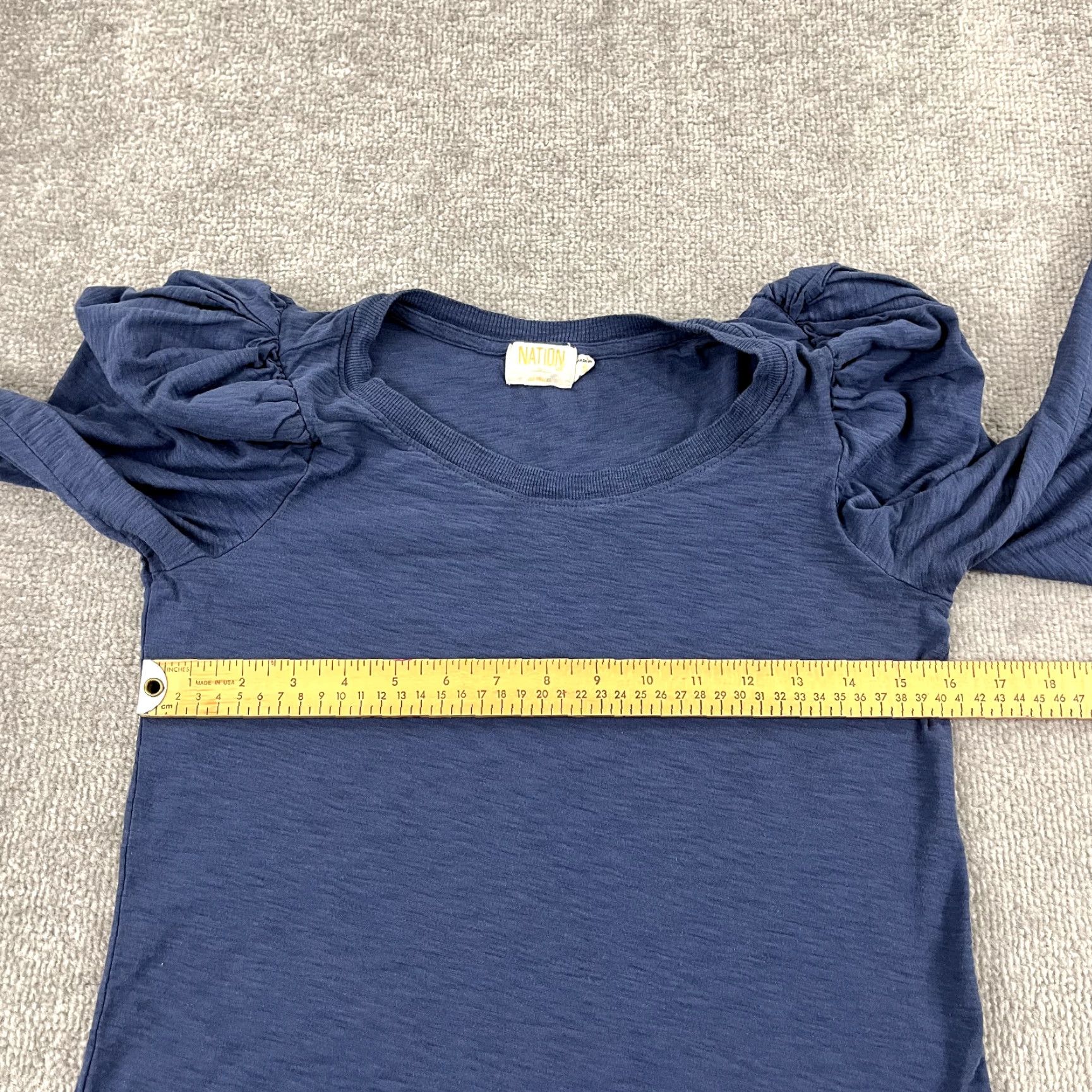 Nation LTD Nation LTD Top Womens Small Romy Modest Tee Blue Runched Puff Sleeves Jersey Size S / US 4 / IT 40 - 6 Thumbnail