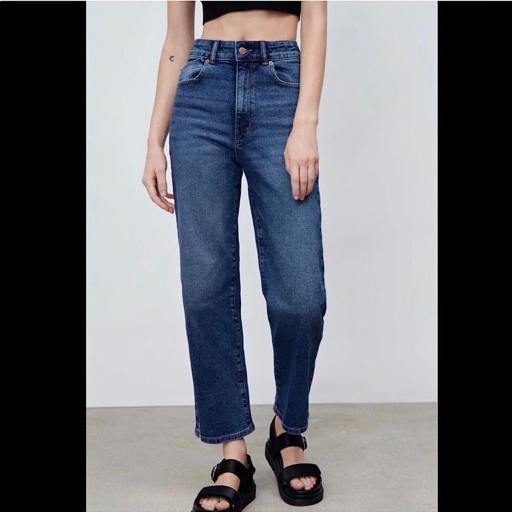 Zara Zara High Rise Straight Medium Distressed Jeans Size 4 Size 27" / US 4 / IT 40 - 1 Thumbnail