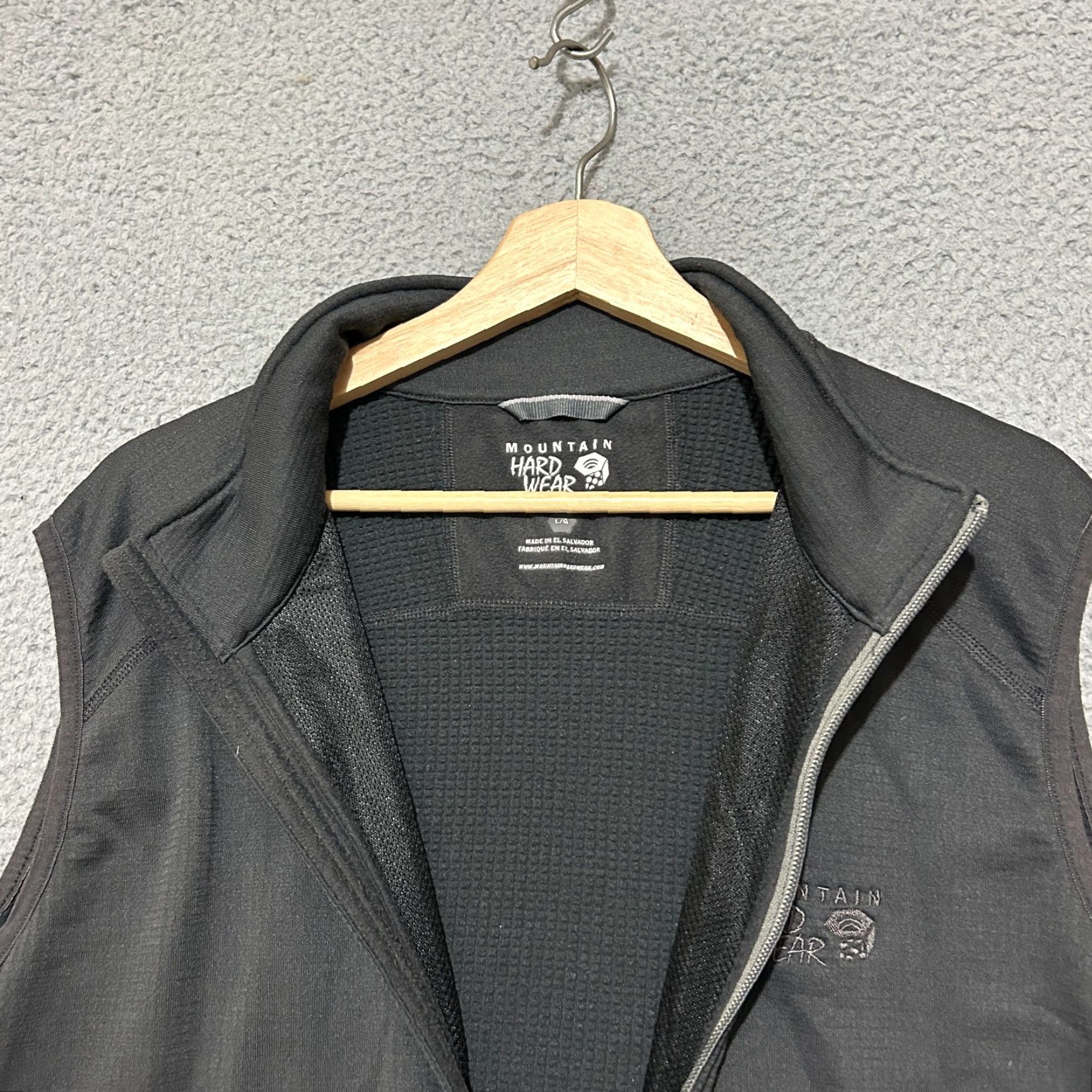 Mountain Hardwear Vest Men L Gray Full Zip Polartec Outdoors Stretch