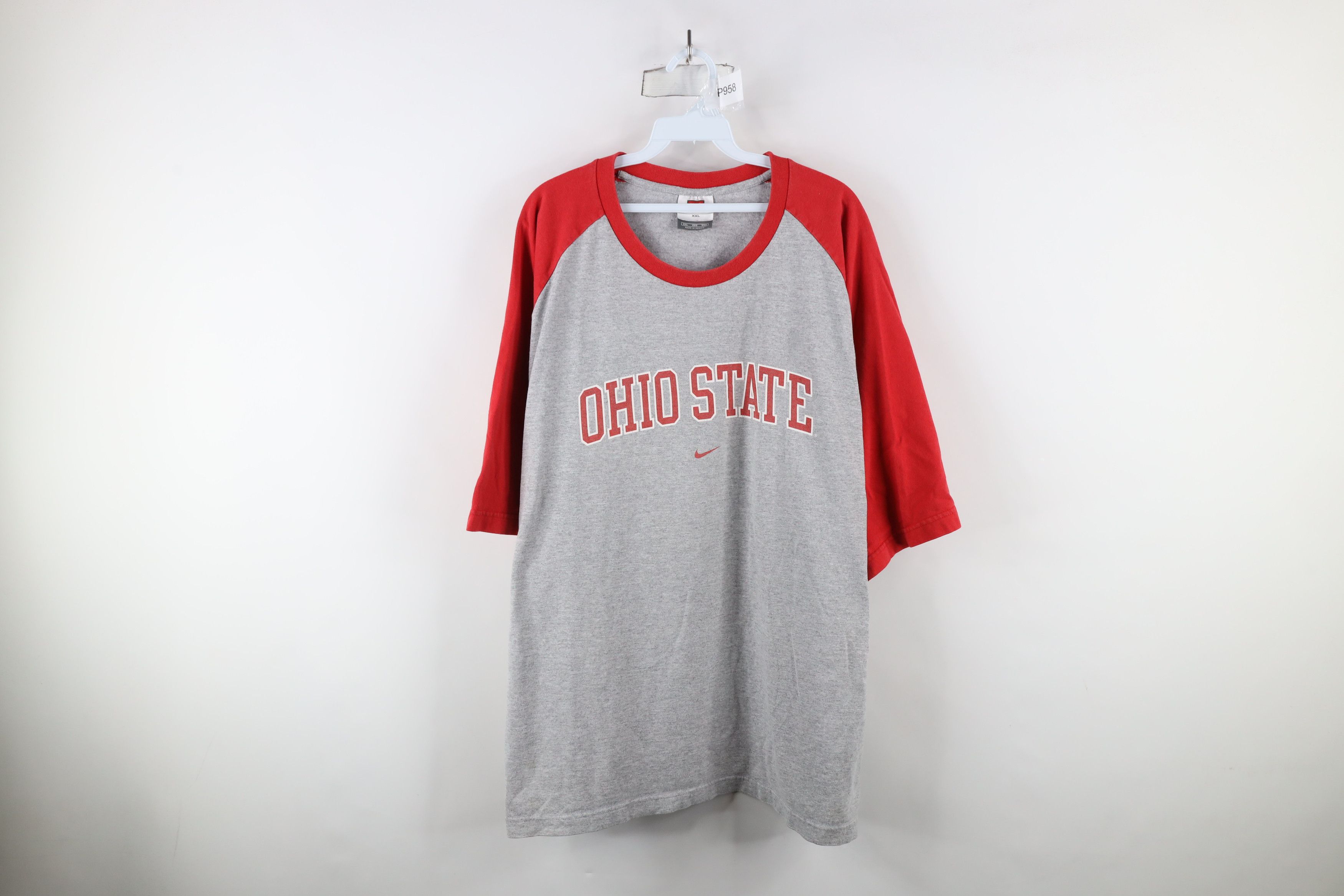 Nike × Vintage Vintage Nike Swoosh Ohio State University Raglan T-Shirt Size US XXL / EU 58 / 5 - 1 Thumbnail