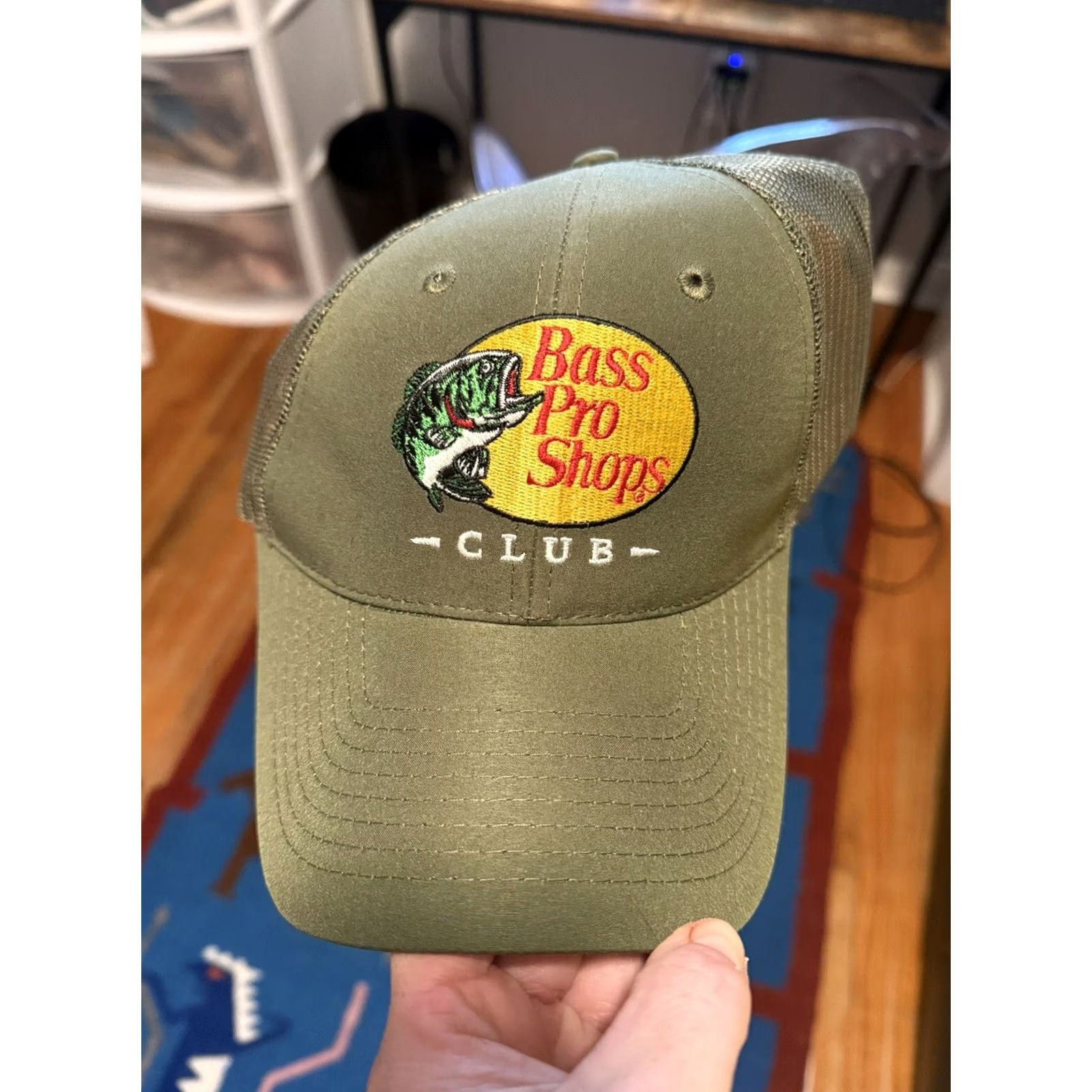 Bass Pro Shops Bass Pro Shops Club Fishing/Fisherman's Adjustable Green Army Cap Hat Men US Logo Retro Hipster Classic Dad Size ONE SIZE - 2 Thumbnail